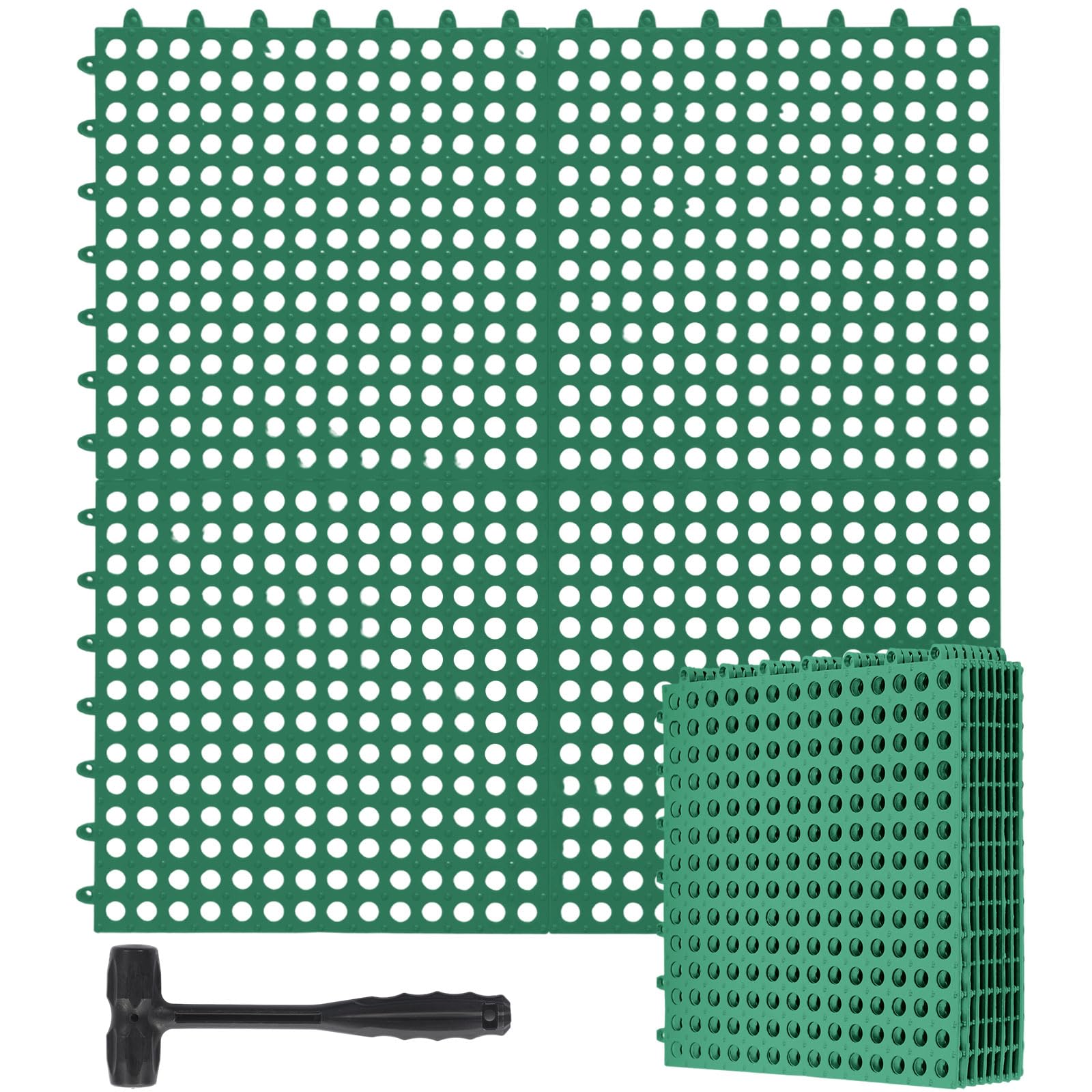 Drydiet 8 Pack Drainage Tiles Modular Interlocking Floor Tiles with 1 Pc Plastic Hammer 12" x 12" Cushion Mat Non Slip Rubber Floor mat with Holes for Pool Bathroom Deck Kitchen Patio (Beige) — Amazon image 9