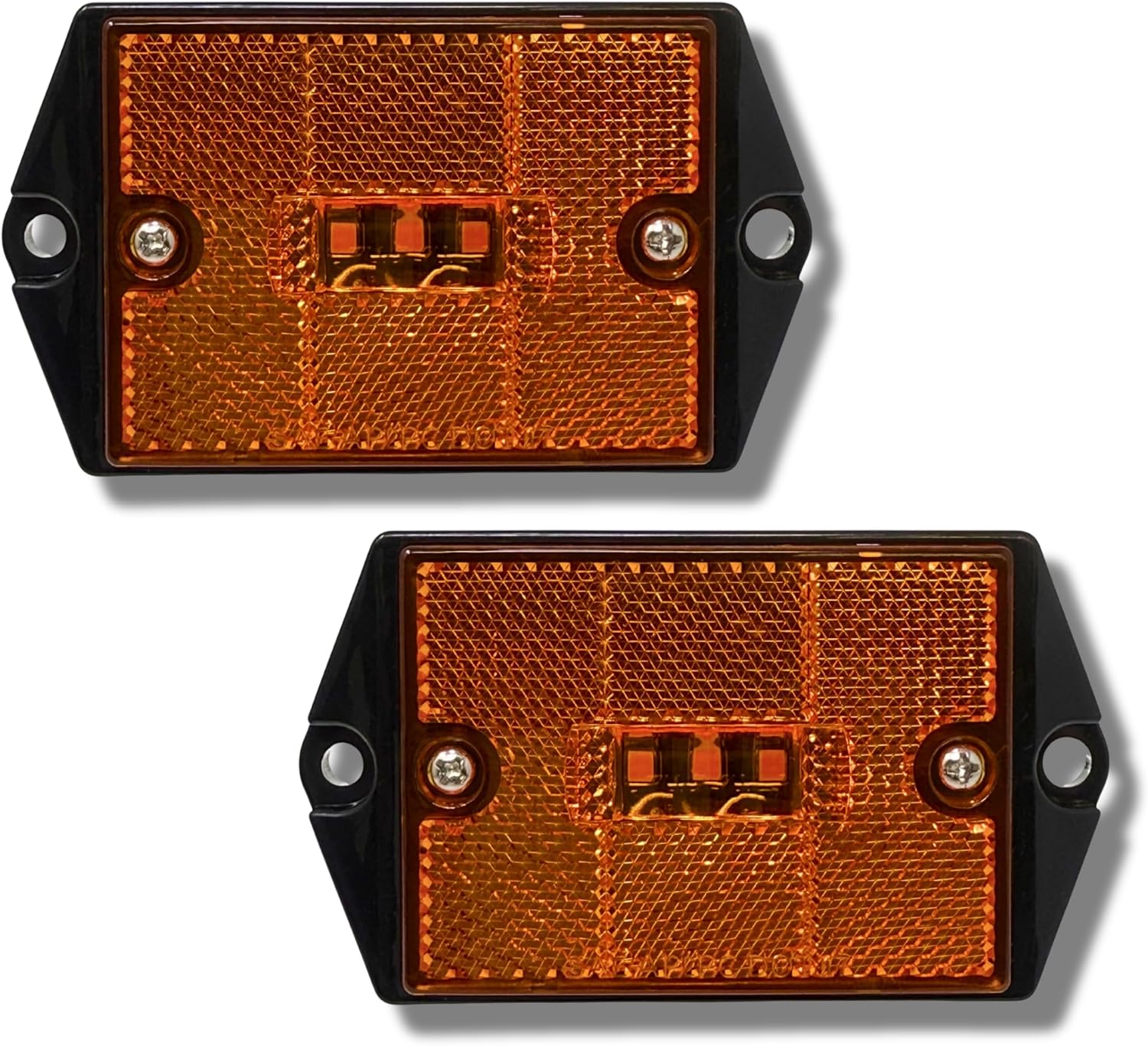 All Star Truck Parts Square Red/Amber 3-LED Marker Light Reflectorized Lens Surface Mount, 2-4/5" Rectangular Truck Trailer Towing Led Light Side Reflector Reflex Accessories (Red, 4)
