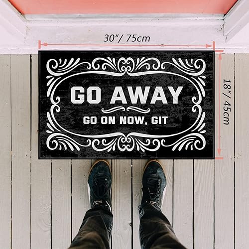 Miniatura 3 de Go Away Go on Now Git - Felpudo personalizado divertido tapete de bienvenida antideslizante para interiores de 18 x 30 pulgadas