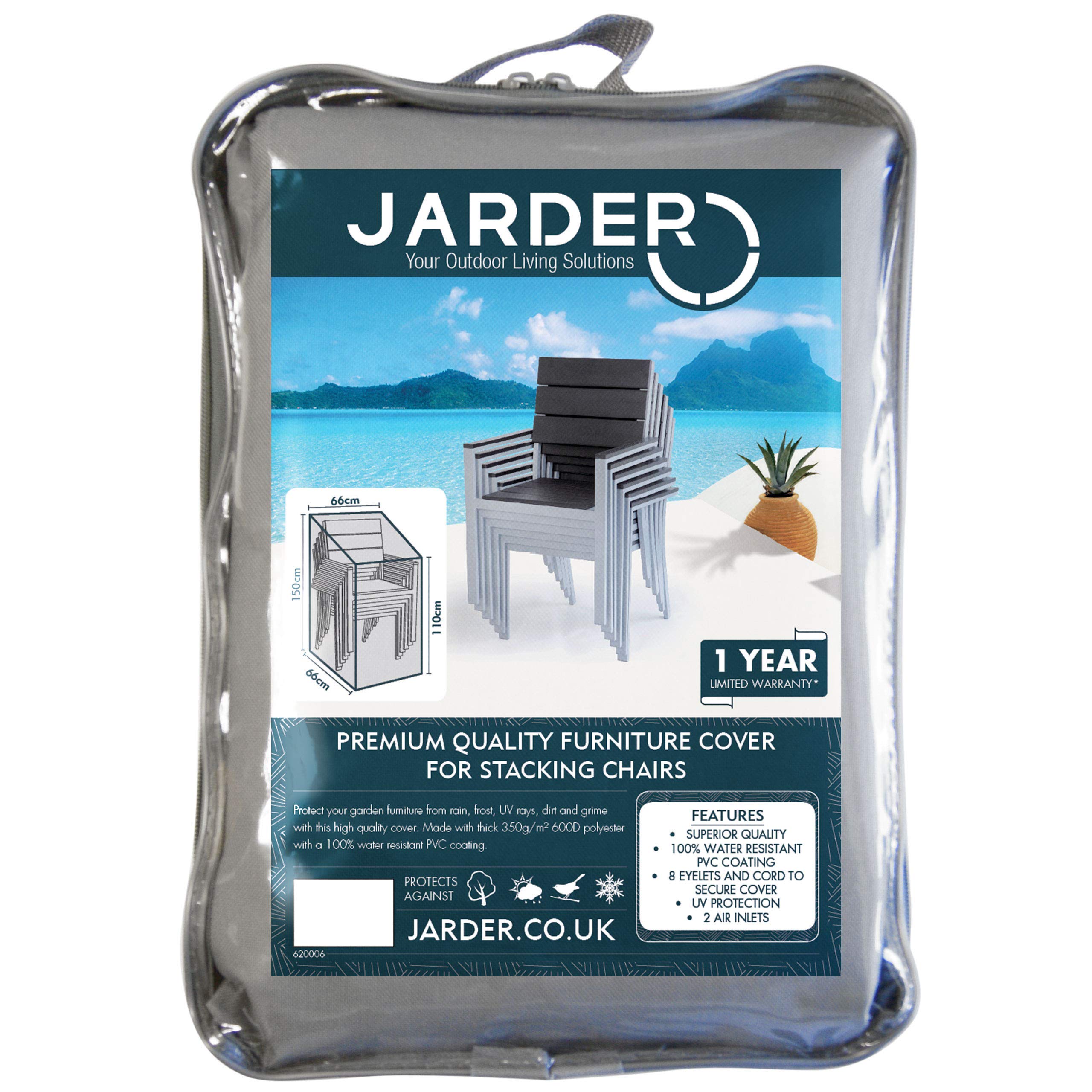 Jarder Garden Stacking Chair Cover, 100% Water Resistant PVC Coated Protector For Outdoor Furniture