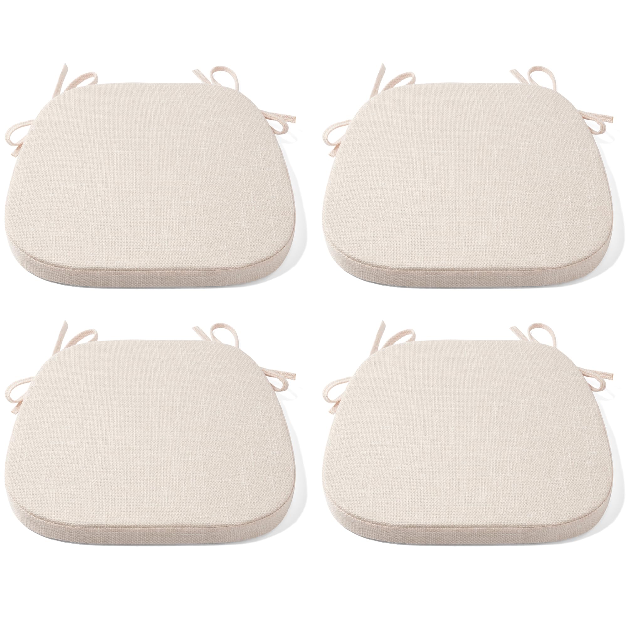Tromlycs U Shaped Kitchen Chair Pads Seat Cushions for Dining Chairs with Ties 16x17 inches White Beige Set of 4