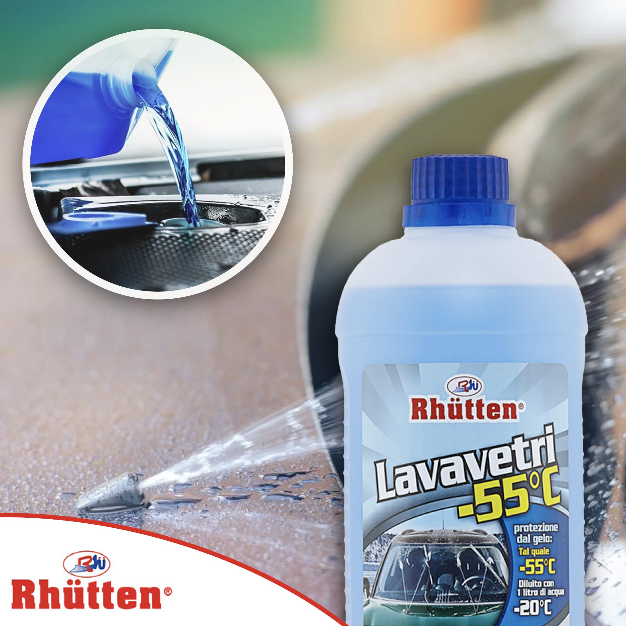 Lavavetri Invernale -55°C, Per Vaschette Lavavetri e Lavafari, Da Diluire, Alta protezione dal Gelo, Indicato per Inverni Rigidi, 1L