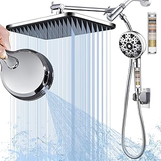 BSTGZLUXU Dual shower Head with Handheld and Filter-14'' Rainfall ShowerHead,High Pressure Handheld Shower Head with Filters for Hard Water,7Spray with Power Wash,3-Way Setting for Couple Bathroom