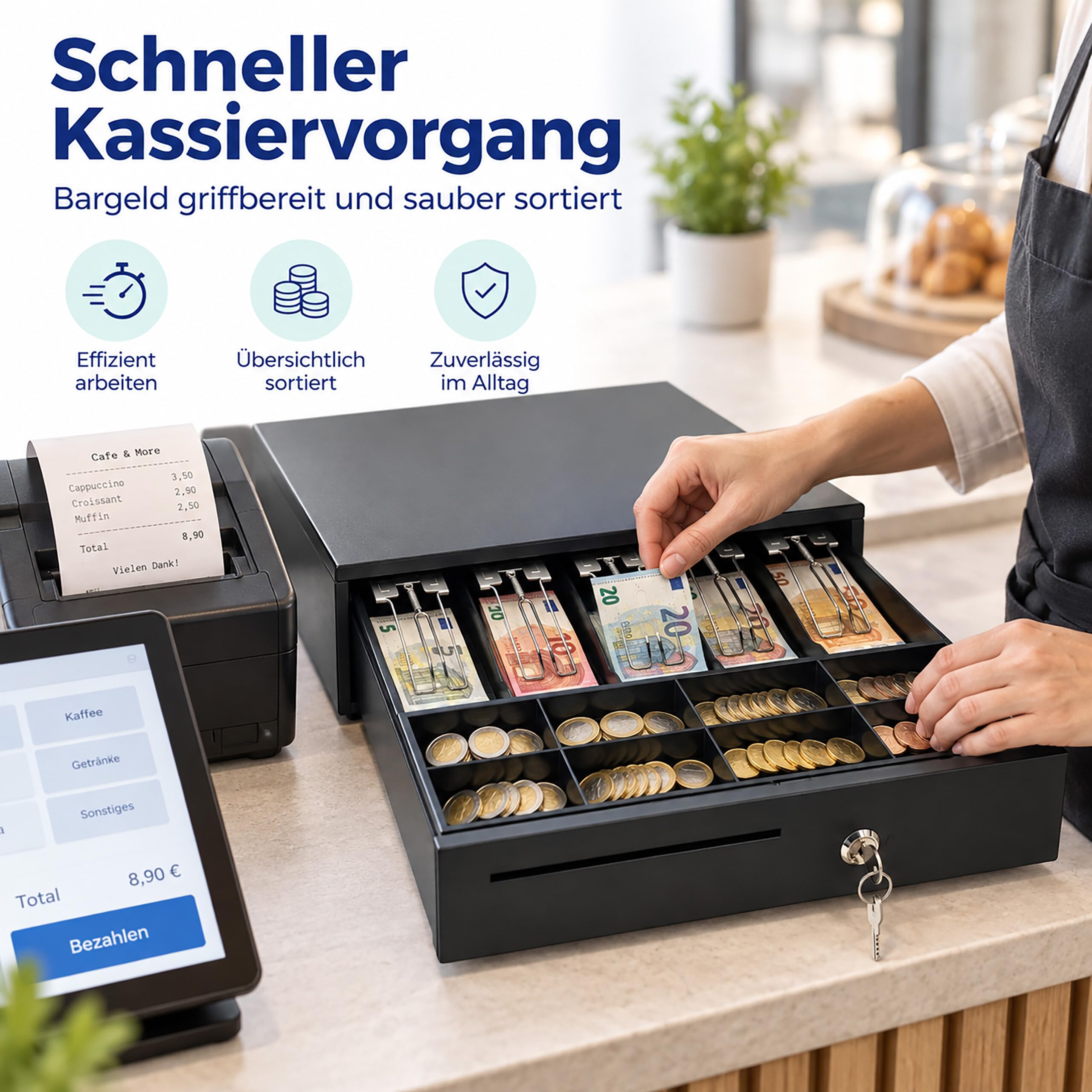 Relaxdays Kassenschublade, elektronisch, RJ12, schwarz