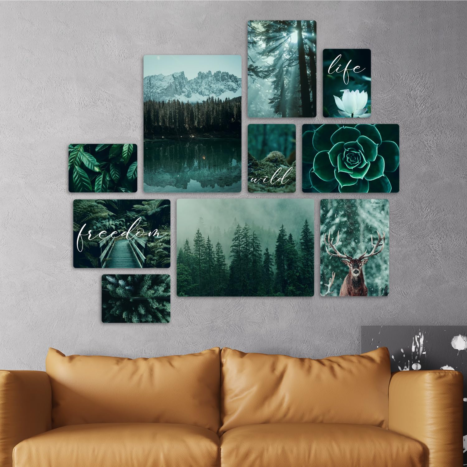 Giallobus Satz von 10 mehrteiligen Gemälden Wilder Wald MDF-Holz 42x29,7cm 29,7x21cm 21x14,85cm