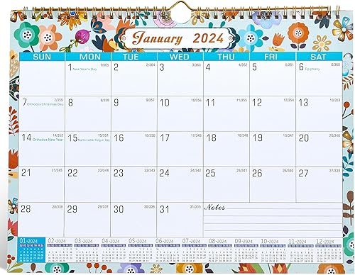 Calendario de pared 2024, calendario de pared 2024-2025, calendario mensual de enero de 2024 a junio de 2025, 13 x 10 pulgadas, papel grueso y