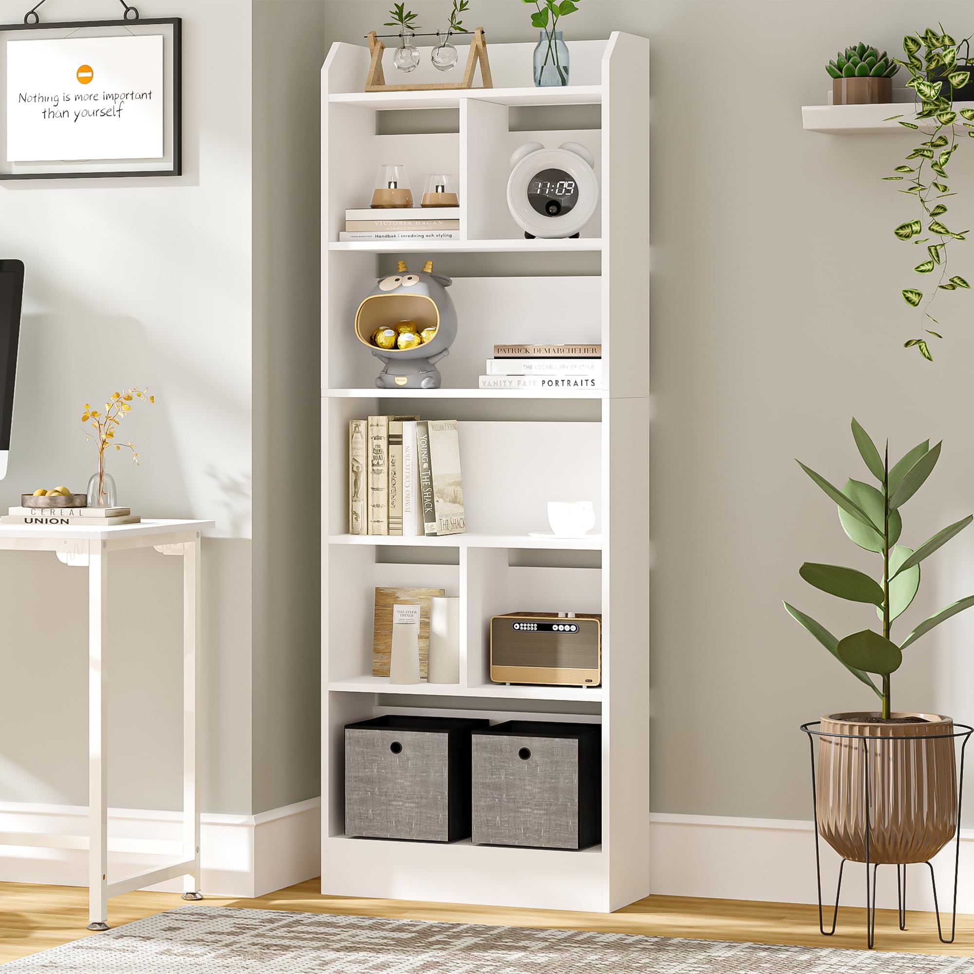 Libreria Con 10 Ripiani In Legno Mdf E Metallo Scaffale Portaoggetti Per Salotto 88292694