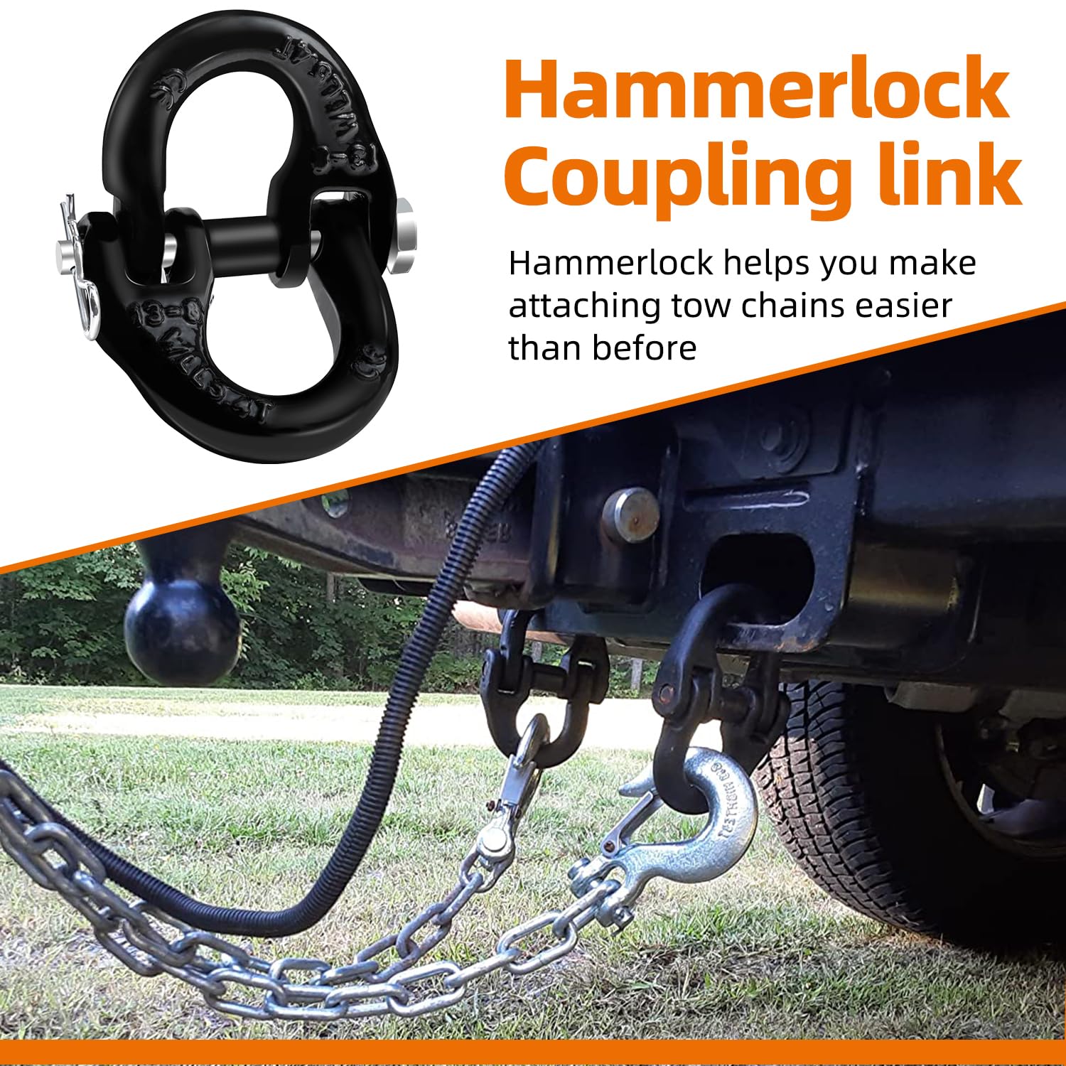 lifgarfe 2 Conectores de Acoplamiento Hammerlock de 1,27 cm, Conector Adaptador de Cadena de Seguridad, Enganche de Remolque