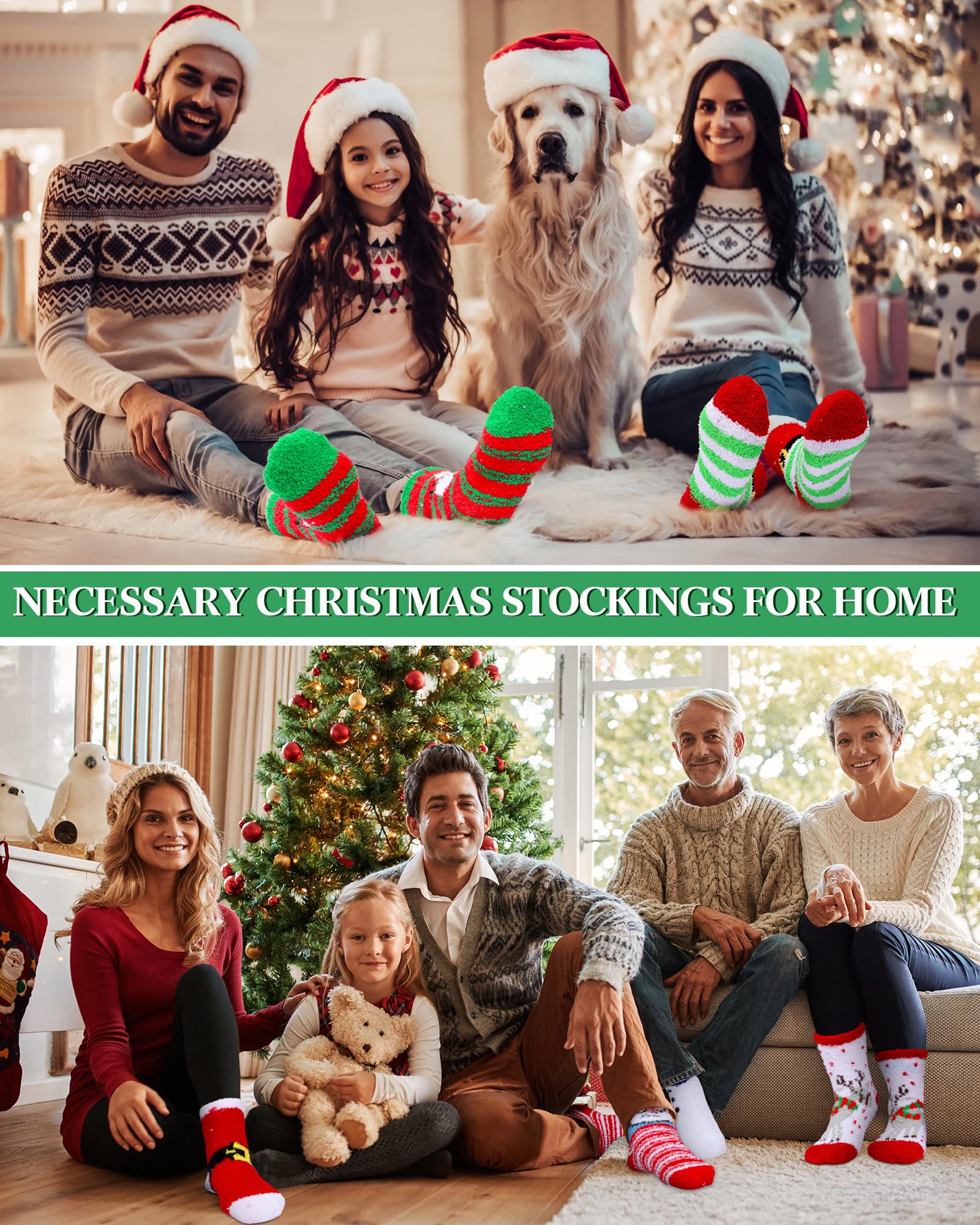 Hicarer 50 pares de calcetines peludos de Navidad a granel, calcetines cálidos de invierno suaves y esponjosos para mujeres, regalos de Navidad