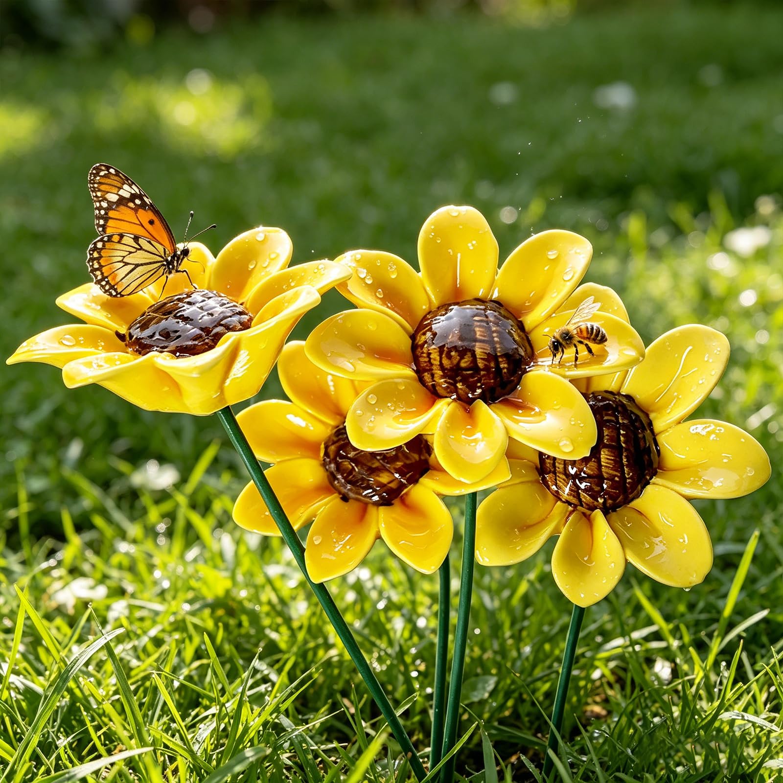 Handmade Ceramic Bee Watering Station, Mini Flower Pollinator