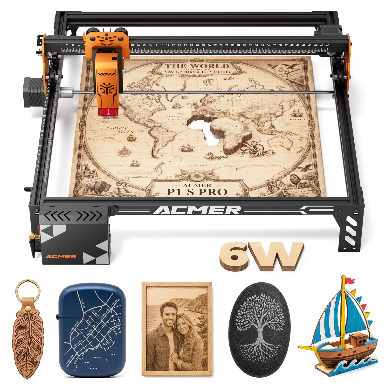 P1 S Pro 6W (6000mW) Laser Cutter ＆ Engraver Machine,with 380×370mm Large Working Area, W…