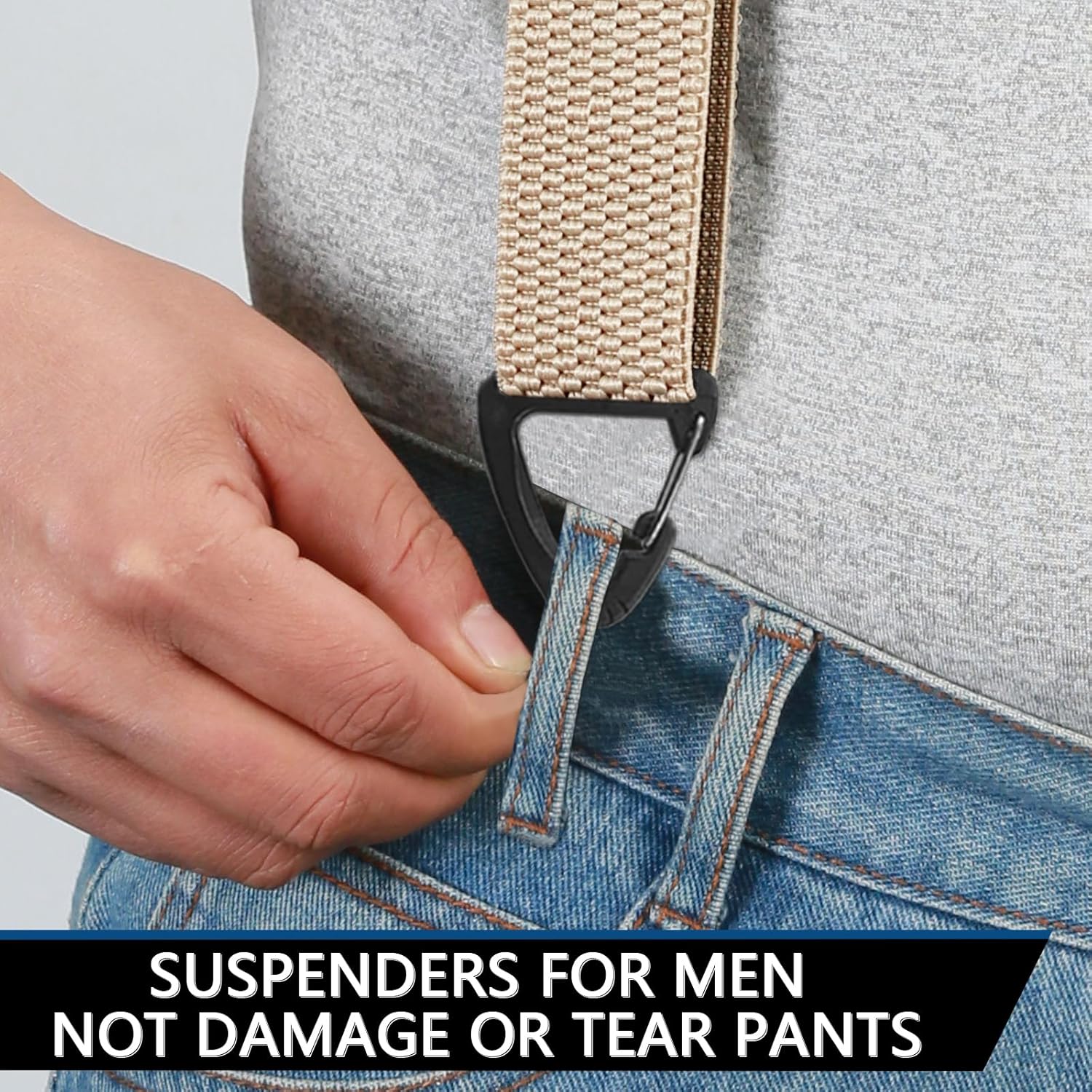 Men's Suspenders Hidden Suspenders for Men Heavy Duty Adjustable Elastic Braces Under Clothes with Loop for Jeans - Image 6