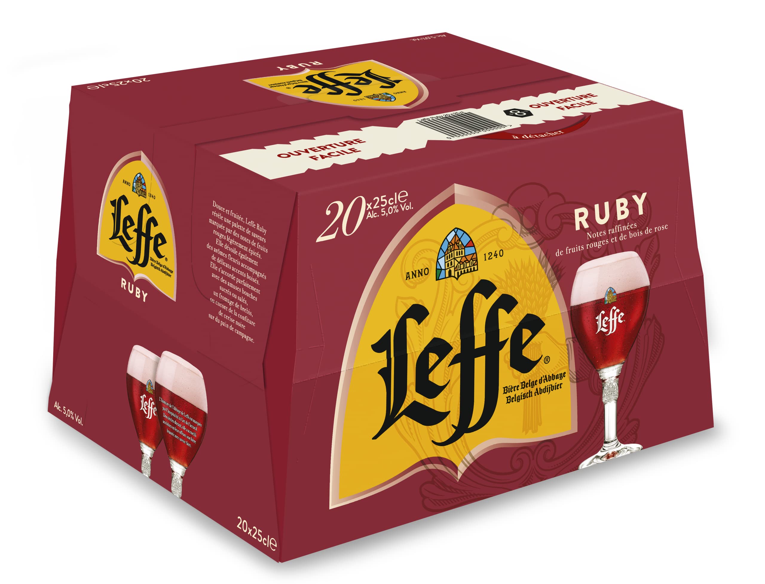 Leffe Ruby Bière Fruitée Pack 20 Bouteilles 25cl