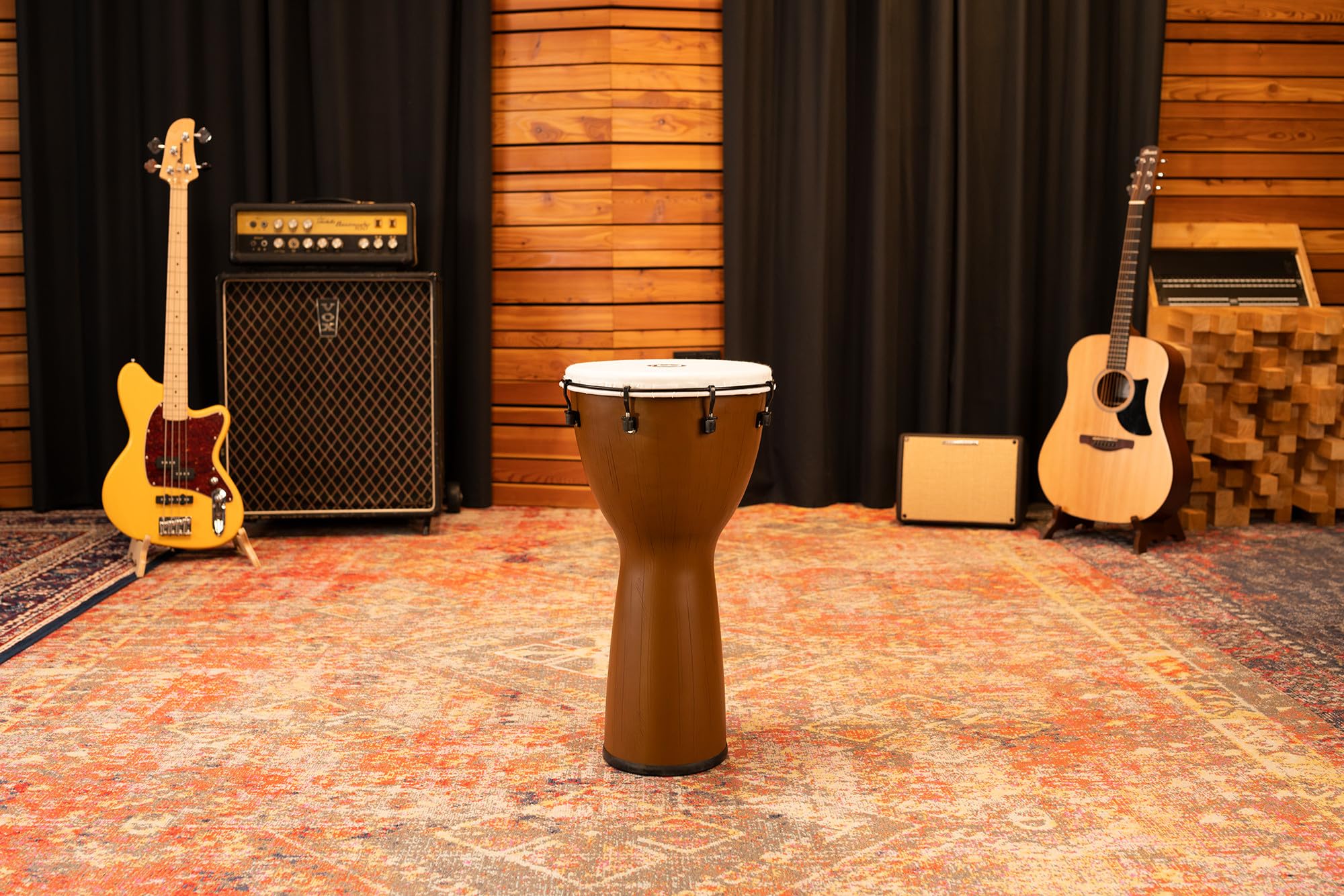 Meinl Percussion Djembe (tutte le stagioni) con guscio e testa sintetici, serie Alpine - NON MADE IN CHINA - 12" Medium Size tuned meccanicamente, 2 ANNI (ADJ12-BW)