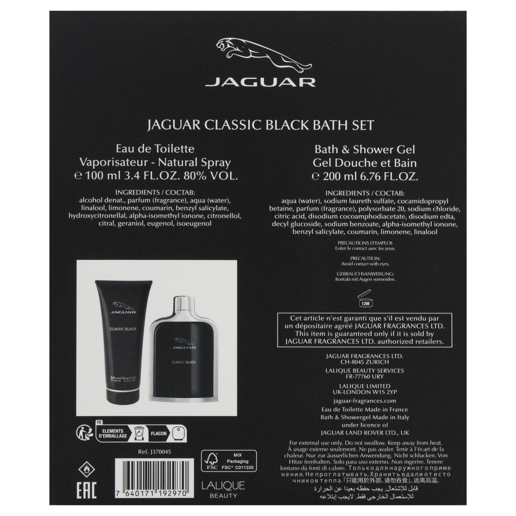Jaguar Classic Black Set – Edt 100 ml + gel doccia 200 ml