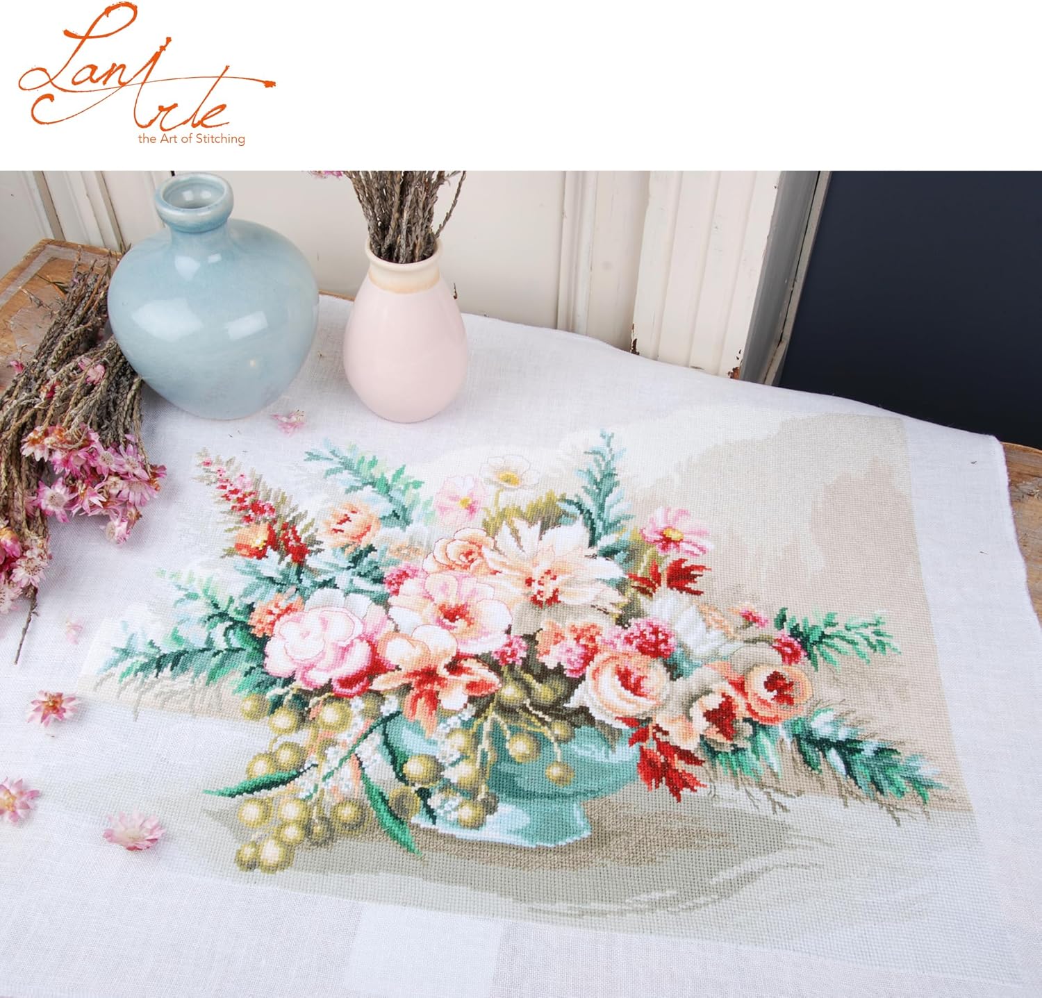 Lanarte Counted Cross Stitch Kit: Bouquet of Flowers (Evenweave), 45 x 37cm, N