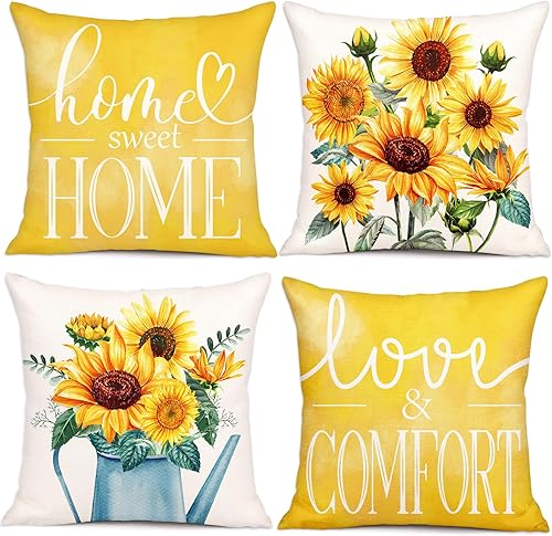 Miniatura 8 de Geefuun 4 fundas de almohada de primavera de 18 x 18 pulgadas, color rosa, para decoración del sofá del hogar