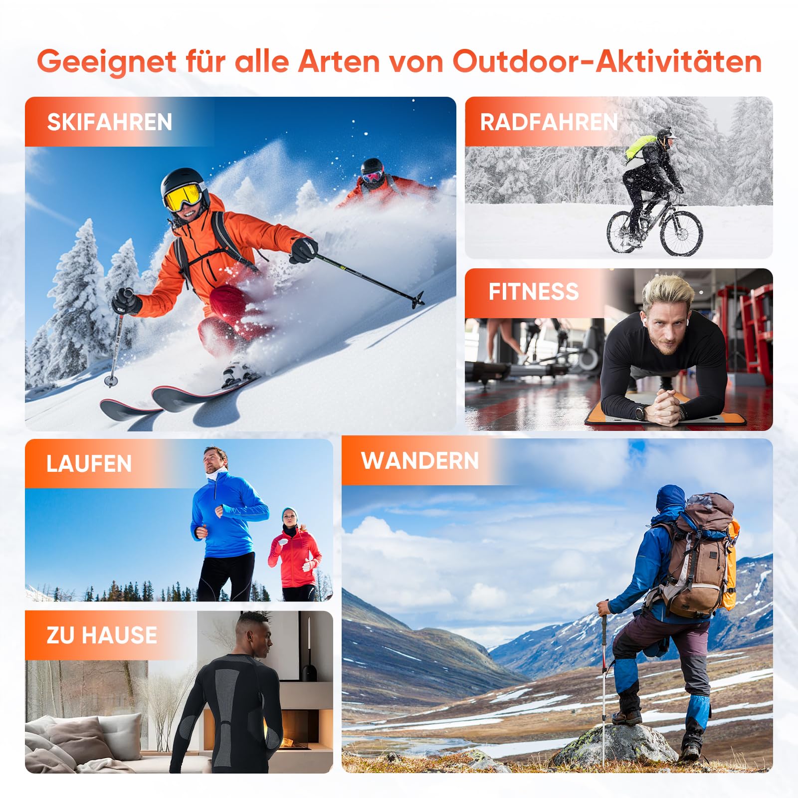 FlowFlex Herren Funktionswäsche Skiunterwäsche Herren Set,Thermounterwäsche Männer Sport für Joggen,Radfahren,Fußball,Skifahren,Motorrad