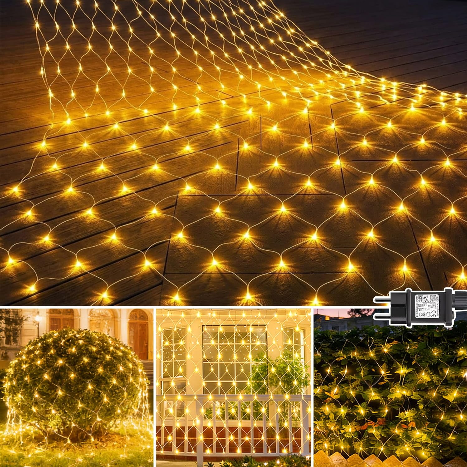 yowin Rete Luminosa da Esterno 3m x 2m 200 LED Catena Luminosa Esterno | Rete con Spina, 8 Modalità e Timer Tenda Luci Impermeabile Prolungabile per Giardino, Gazebo, Terrazzo, Feste e Matrimoni