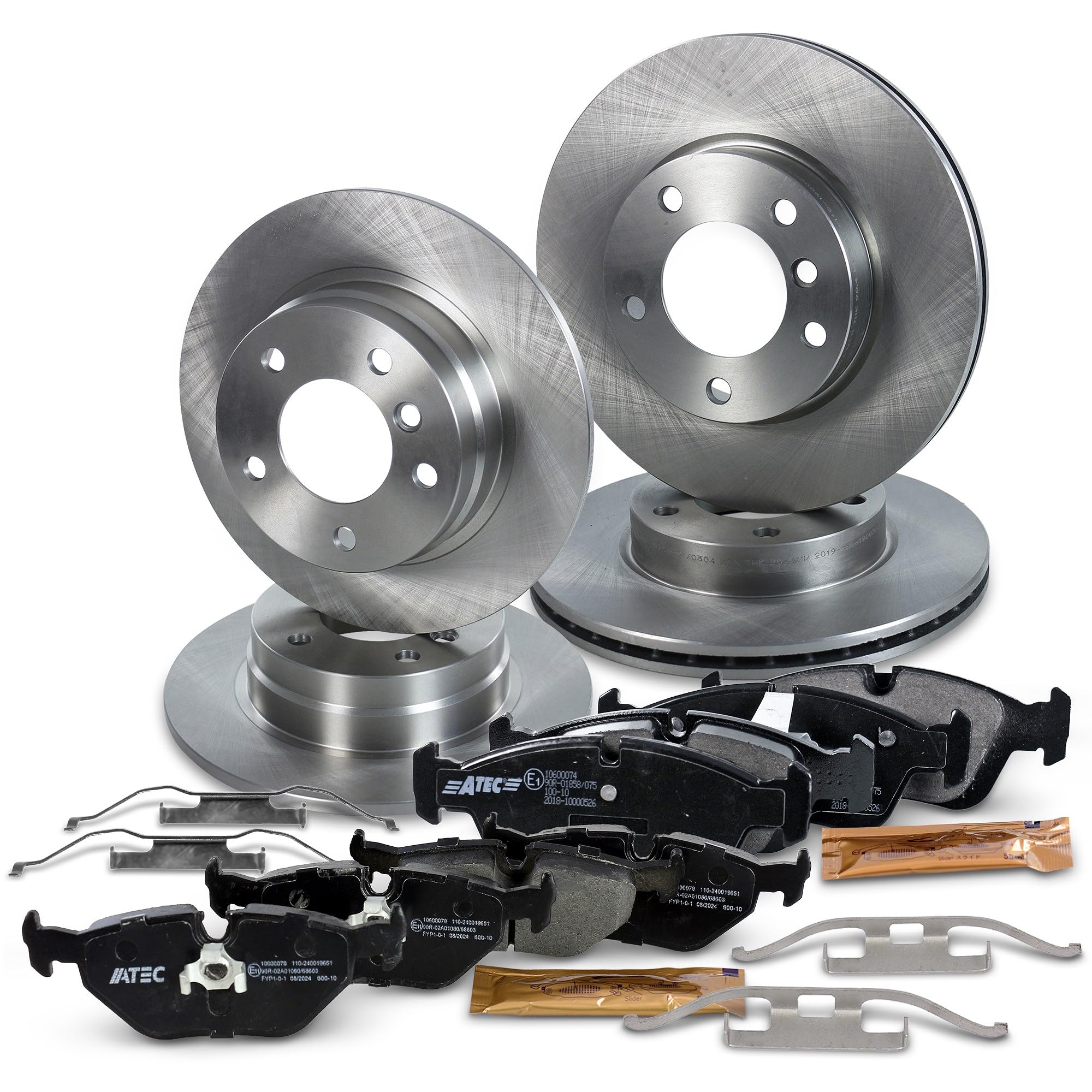 BESTPRICE Set freni incl dischi freno anteriori Ø 286mm ventilati + posteriori Ø 280mm pieni + pastiglie freno anteriori e posteriori, compatibili con BMW 3 (E36)