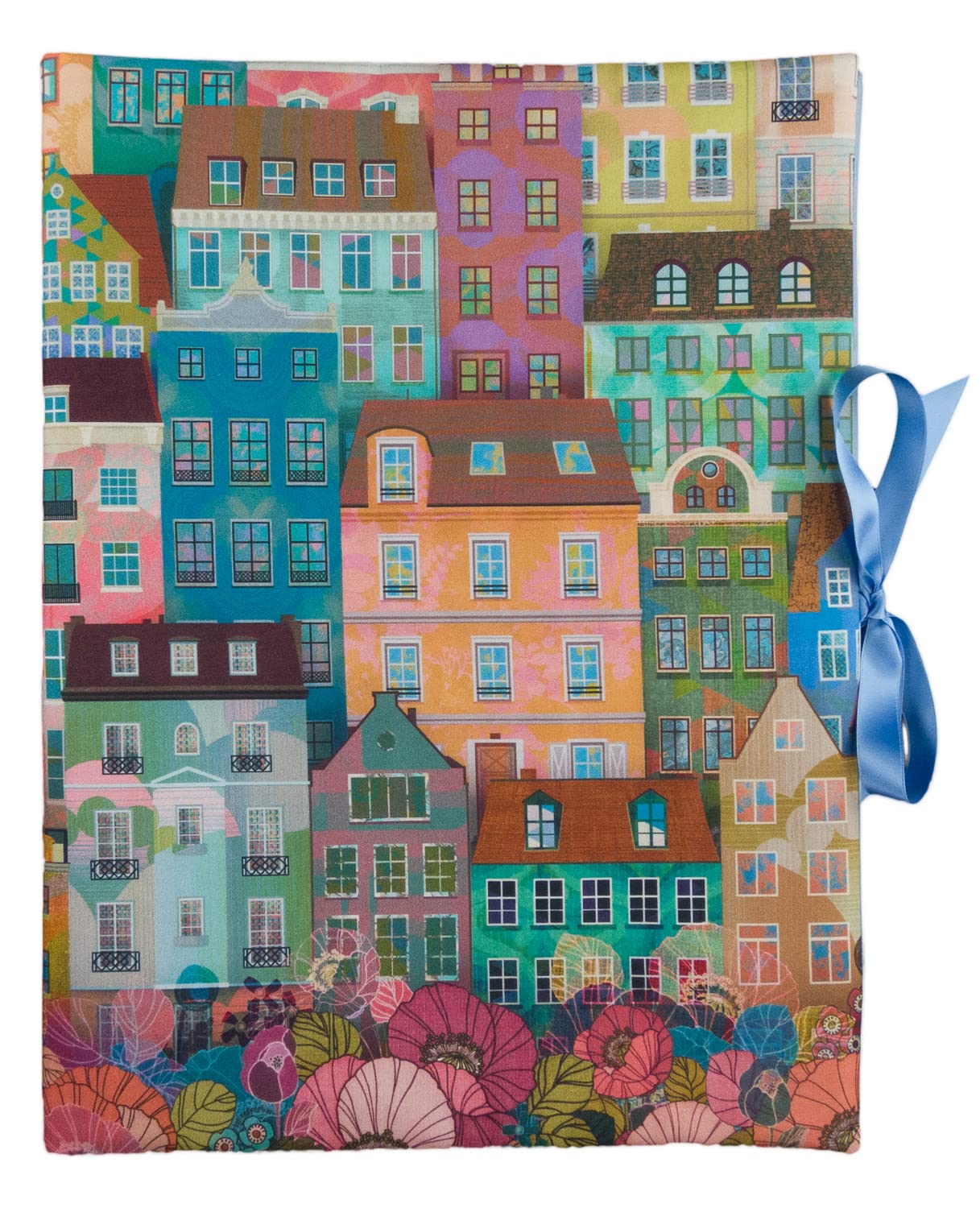bettina bruder - Sammelmappe DIN A3 - innen 30 Sichthüllen - Häuser Blumen Stadt bunt- innen hellblau