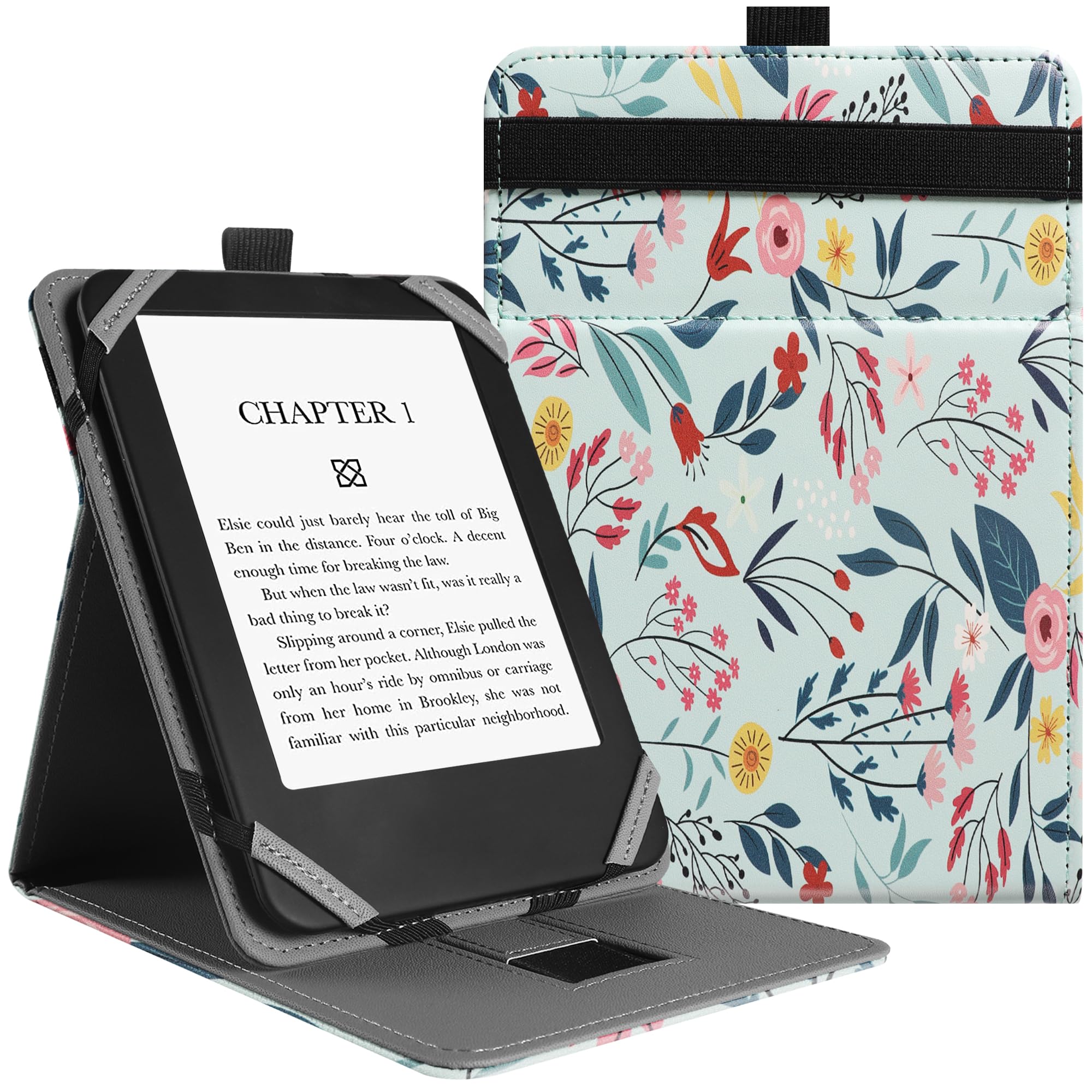 VOVIPO uniwersalna etui ochronna do Kindle Paperwhite Kobo czytnik 6 cali, Stand Folio z wieloma kątami widzenia