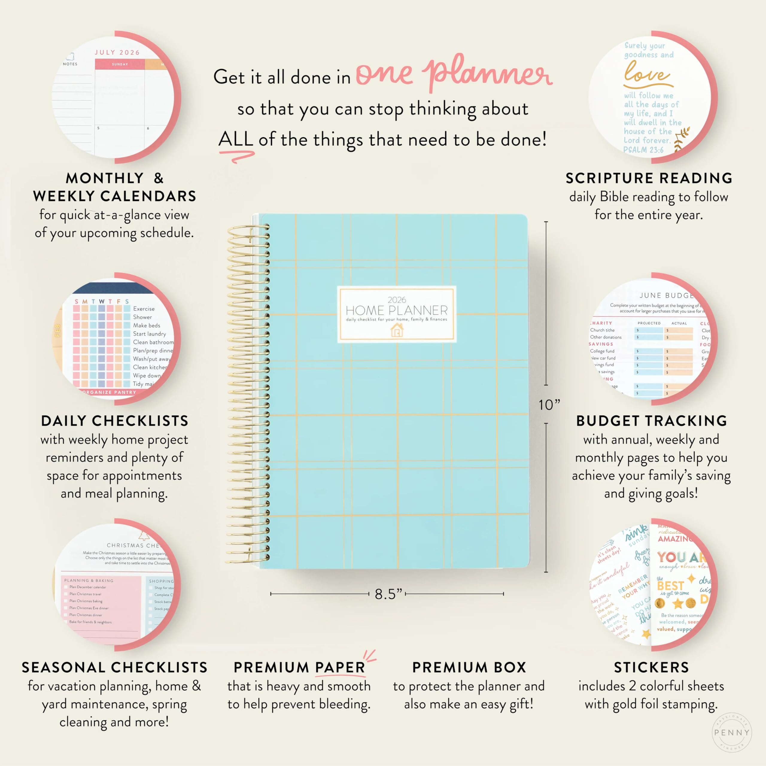 Home Planner 2026 12 Month Calendar Home Planner 2026 | Monthly Review & Seasonal Checklists Household Management Binder - View #12