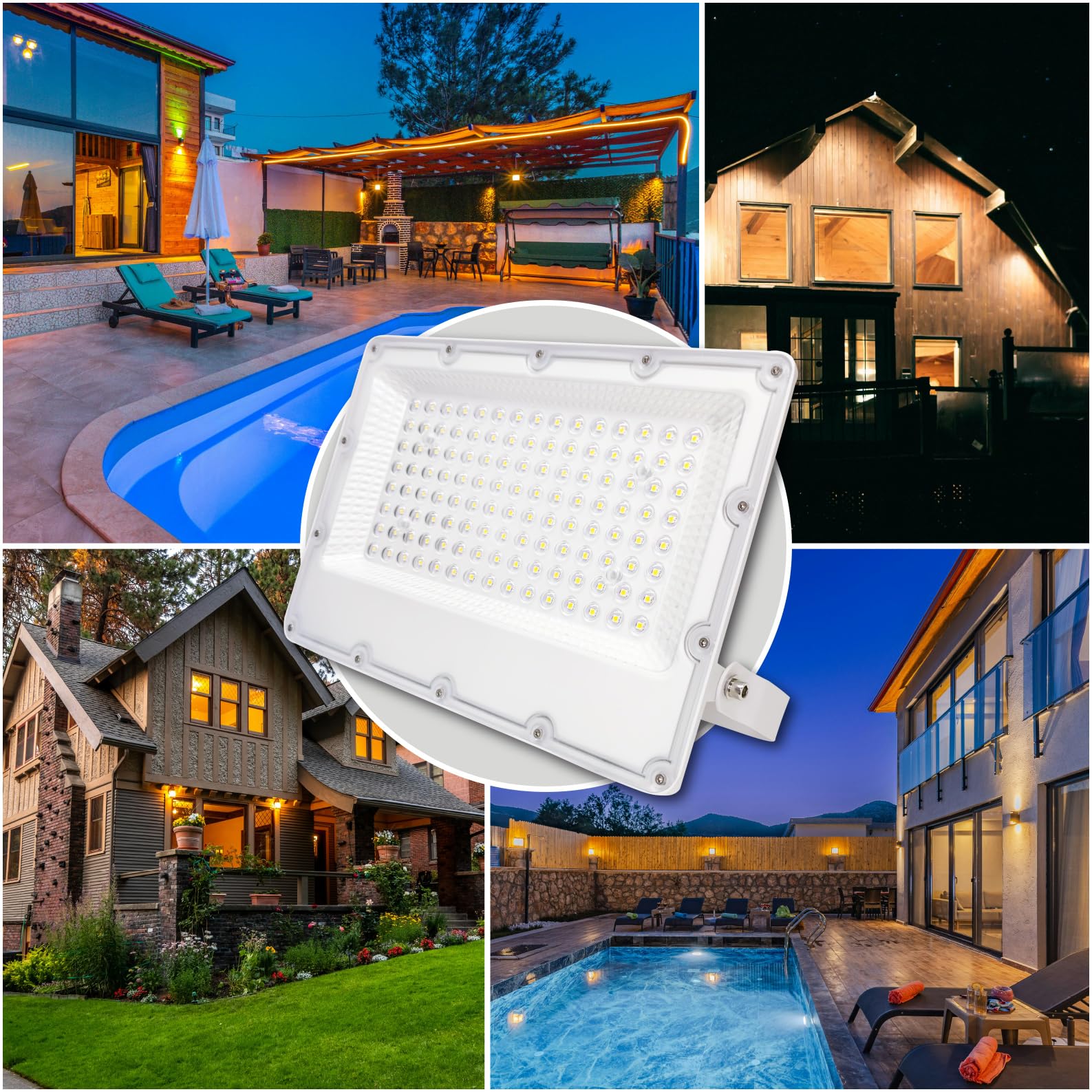 LED ATOMANT 2x Foco Proyector LED Exterior 100W Color Luz Fria IP65 11000lm | Color Blanco Frio 6500K, Impermeable