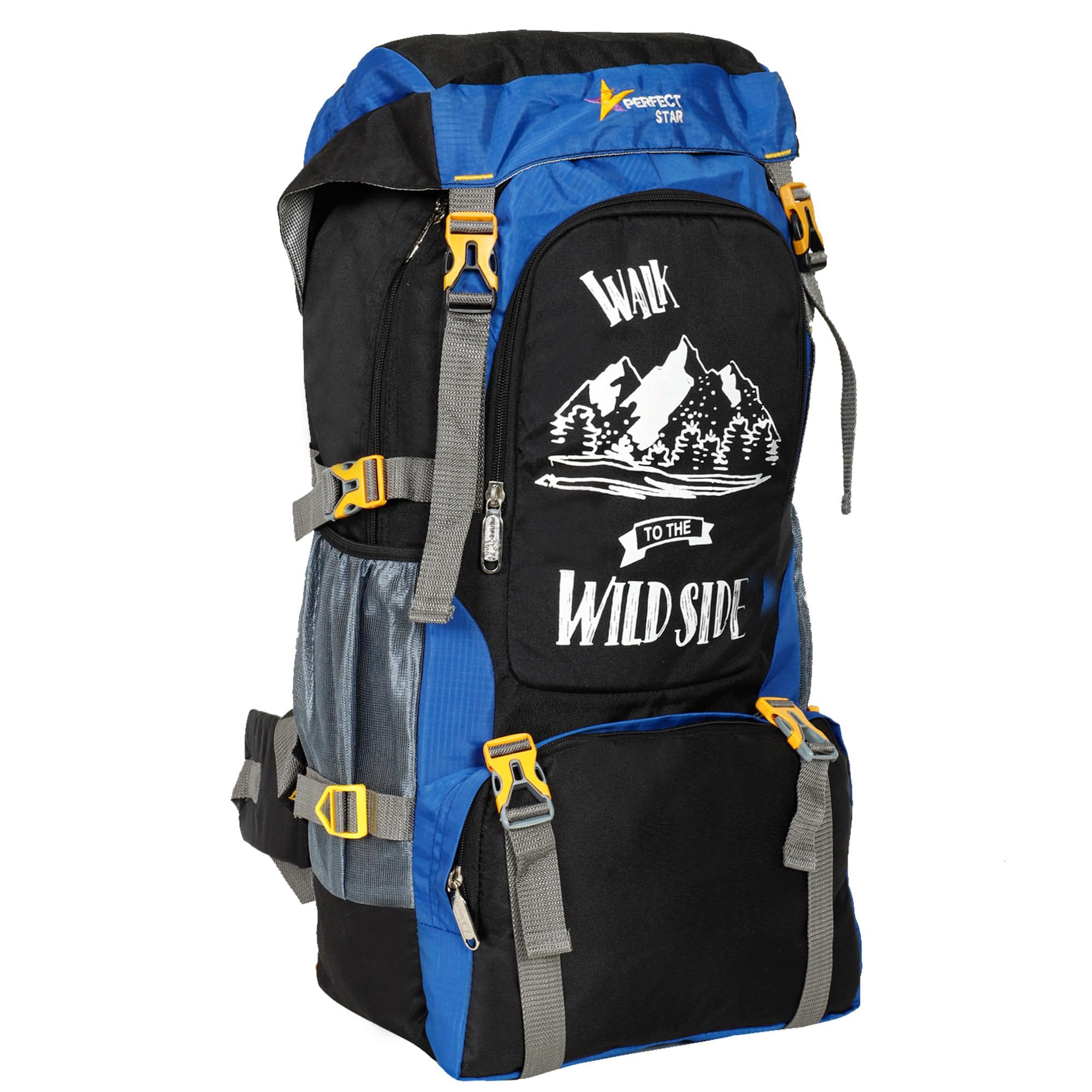 perfect star Rucksack Hiking Trekking Backpack, Blue, Polyester, 75 Litres, Adjustable Shoulder Straps, Unisex, Travel-image-28