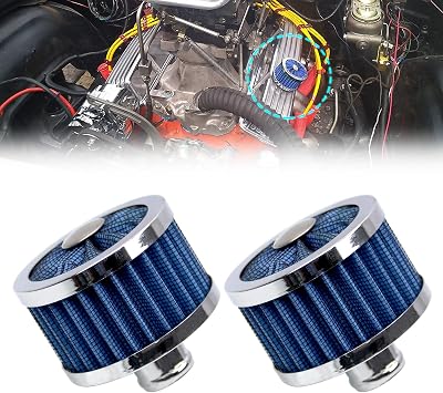 RYANSTAR RACING 2PCS 23MM High Flow Vent Valve Cover Breather Filter Universal Car Air Filter Cold Air Intake Filter Small Air Filter Breather Universal Air Vent Cover Blue