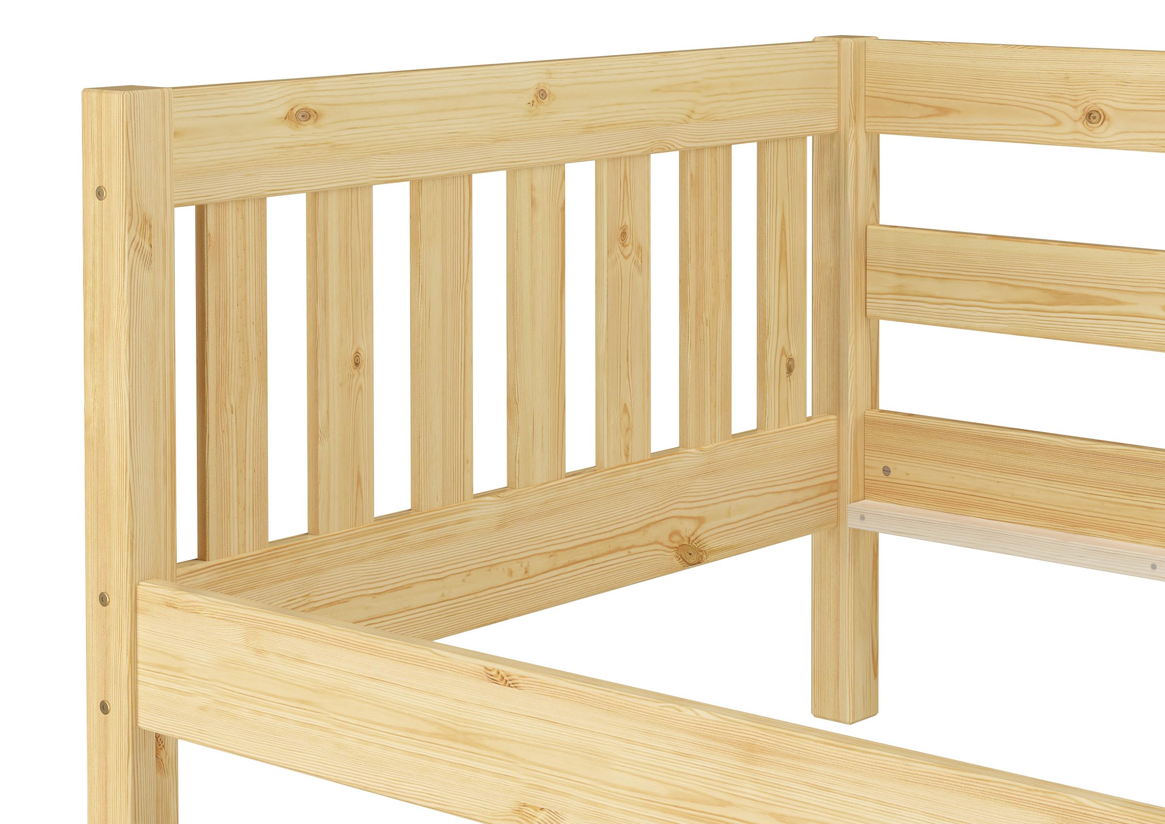 Erst-Holz®Gemütliches Kinderbett mit Dreiseitiger Sicherung 90 x 200 cm KieferRollrost inkl.