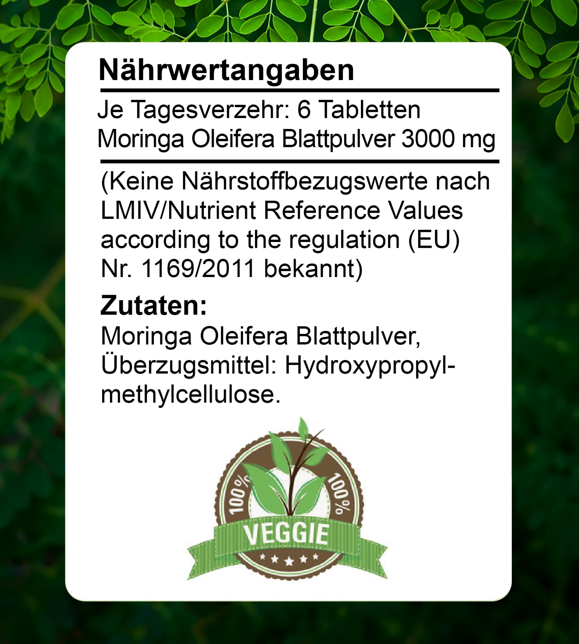 Moringa Oleifera 1000 x 500mg Tabletten - 500 g Moringa Blattpulver als kleine Moringa Presslinge - leicht schluckbar, schonend verarbeitet & tablettiert - vegan, laborgeprüft, hochdosiert