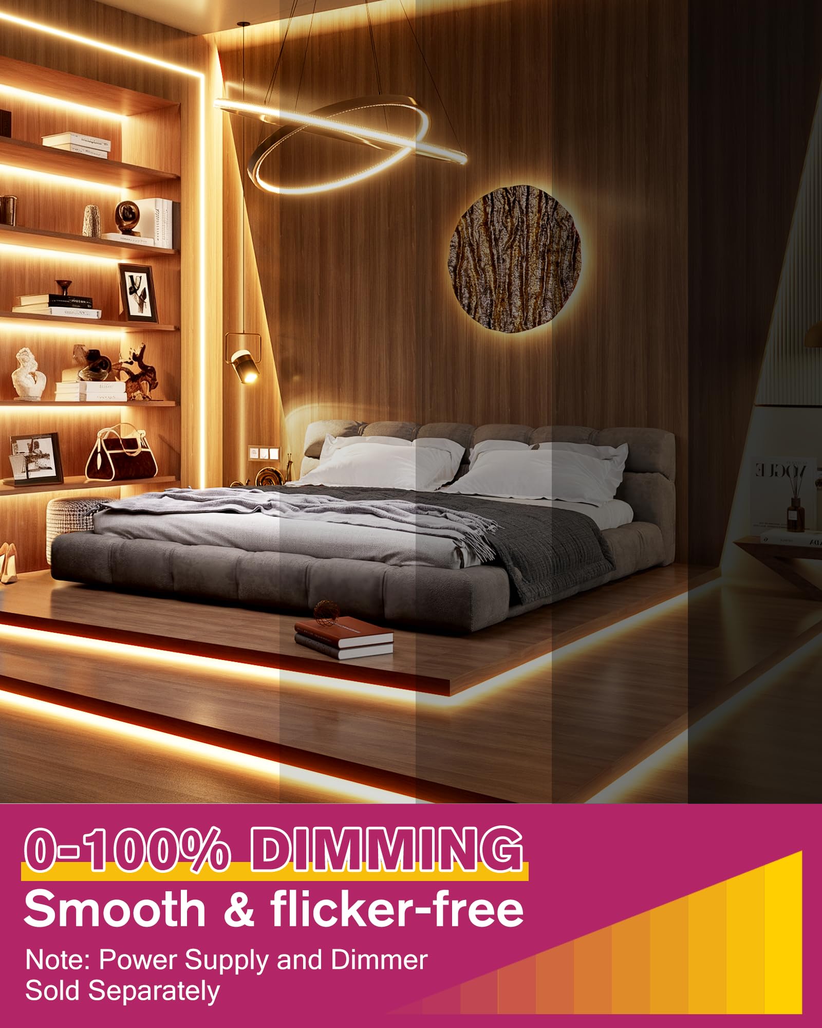 EMITEVER - Tira de luces LED de 2700 K, UL 24 V, cinta LED de luz blanca cálida, Ra 95+, IP30, 32.9 pies, 240 lúmenes/pies, 1200 LEDS/carrete, certificación UL (fuente de alimentación se vende por