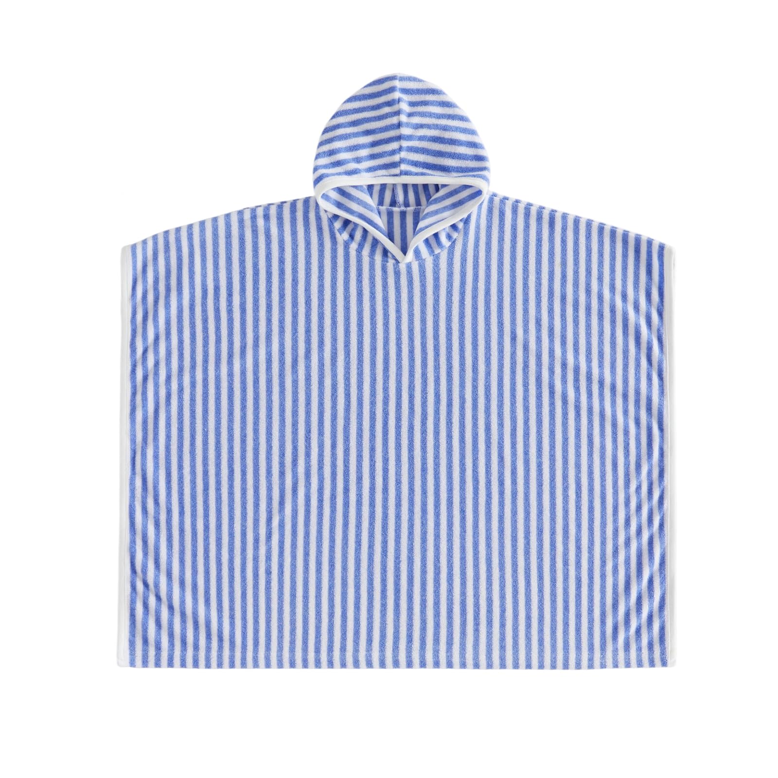 Geagodelia Hooded Poncho Towels for Kids Toddler Baby Boys Terry Towelling Soft Changing Robe Towel Beach Cover Up (Striped Blue, 3-4 Years)