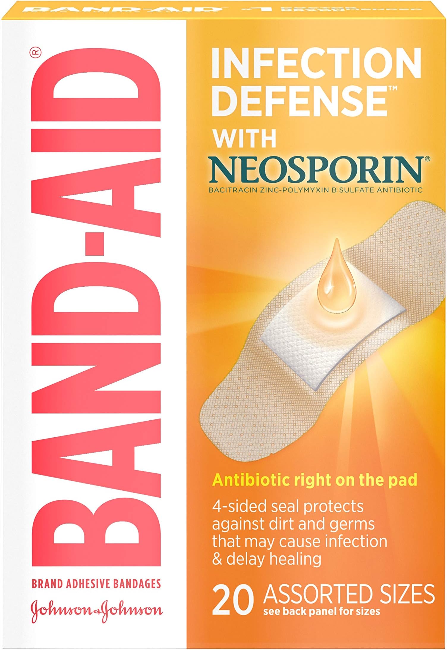BAND-AID® Brand INFECTION DEFENSE™ Bandages Assorted, 20 COUNT