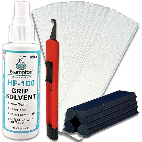 Brampton Premium Golf Grip Kit for Golf Club Regripping - 15 Premium 2"x10" Golf Grip Tape Strips, Rubber Vise Clamp, & 4 oz HF-100 Non-Toxic, Non-Flammable, Odorless Golf Club Grip Solvent