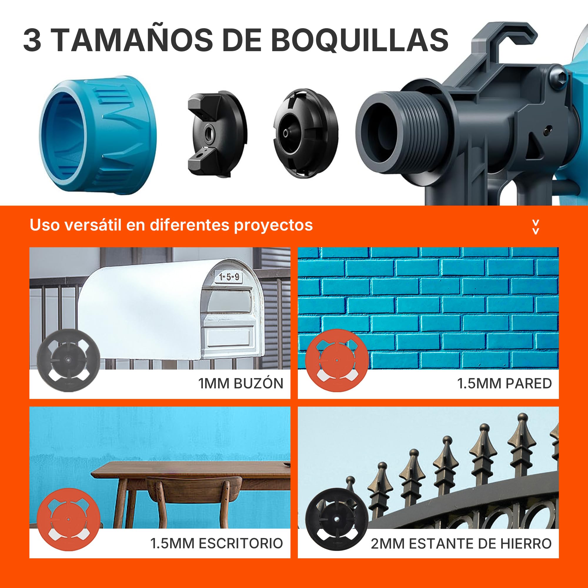 Tilswall Pistola Pintura Alien500 Ideal para Principiantes, Eléctrico Pistola de Pintura Ultraligera Fácil de Usar y Limpiar, Multiusos con 4 boquillas y 3 Patrones para Paredes y Techos