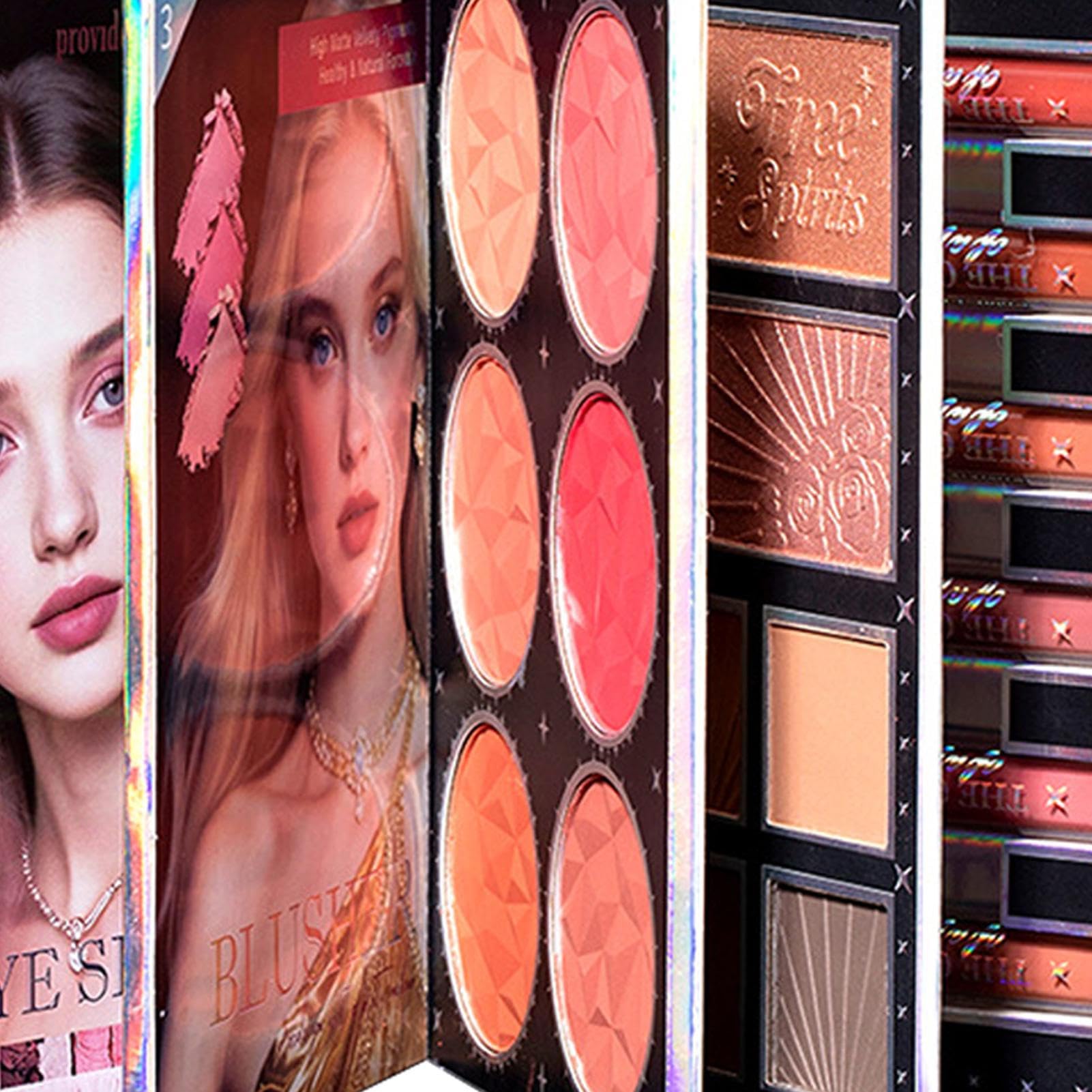 Palettes De Fard À Paupières 48 Couleurs Style Livre | Palette Highlighter Blush Rouge à Lèvres Pour Fêtes Voyages Vacances Anniversaires Séances Photo Mariages Femmes Filles