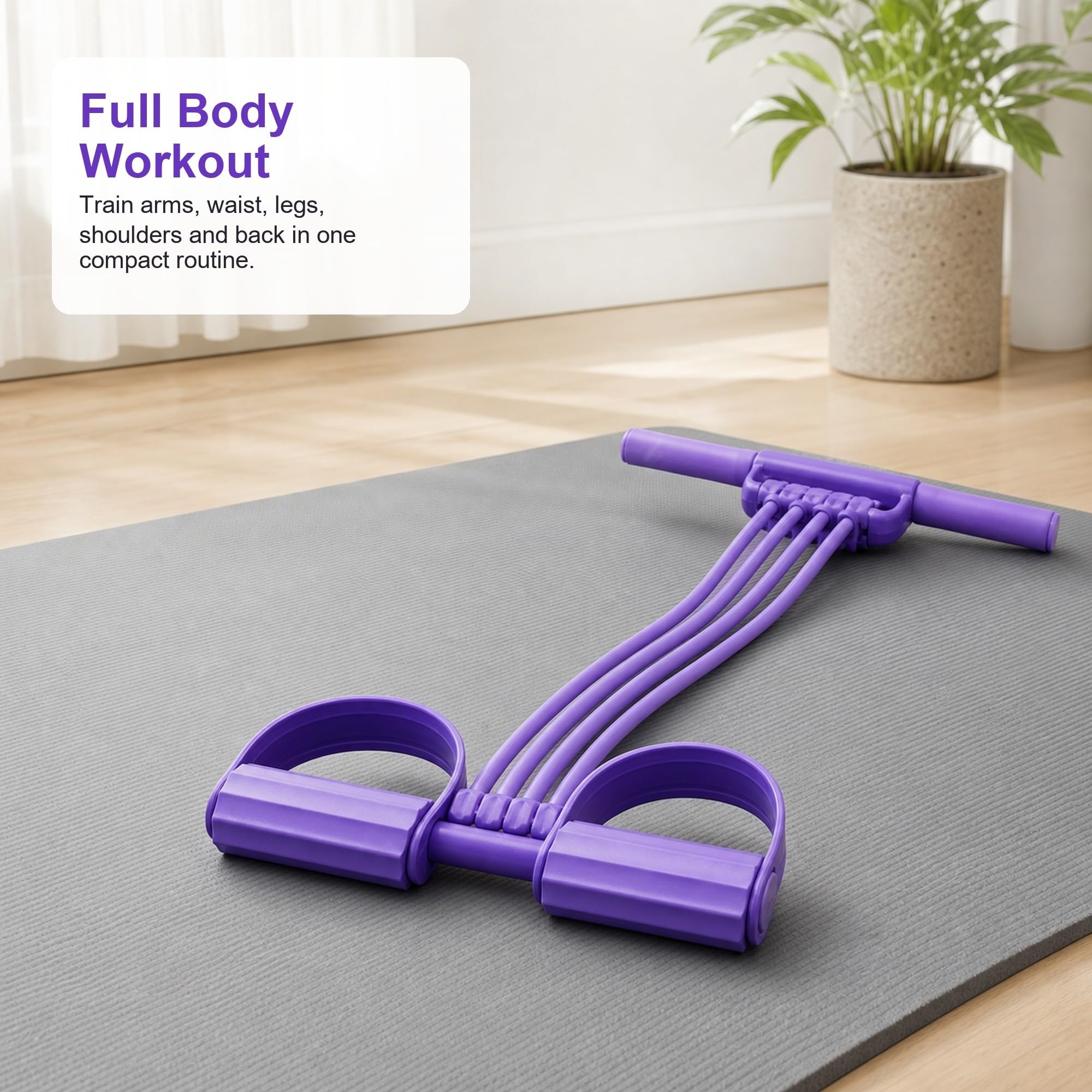 Pedal Resistance Band Trainer for Full Body Workouts | NBR Pedals And Foam Handles, Home Fitness, Adjustable Tension, 8-Tube Design