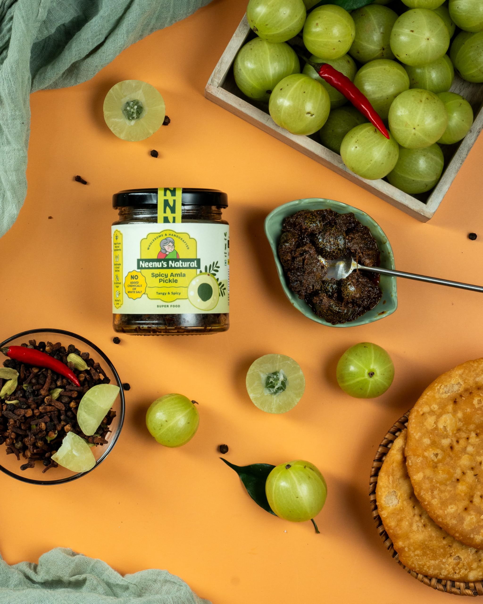 Neenu's Natural Spicy Amla Pickle - 200 gram| Authentic Homemade Amla Achaar | Traditional Indian Taste | No Preservatives | Healthy Vitamin C Rich Gooseberry Pickle - Image 4 thumbnail