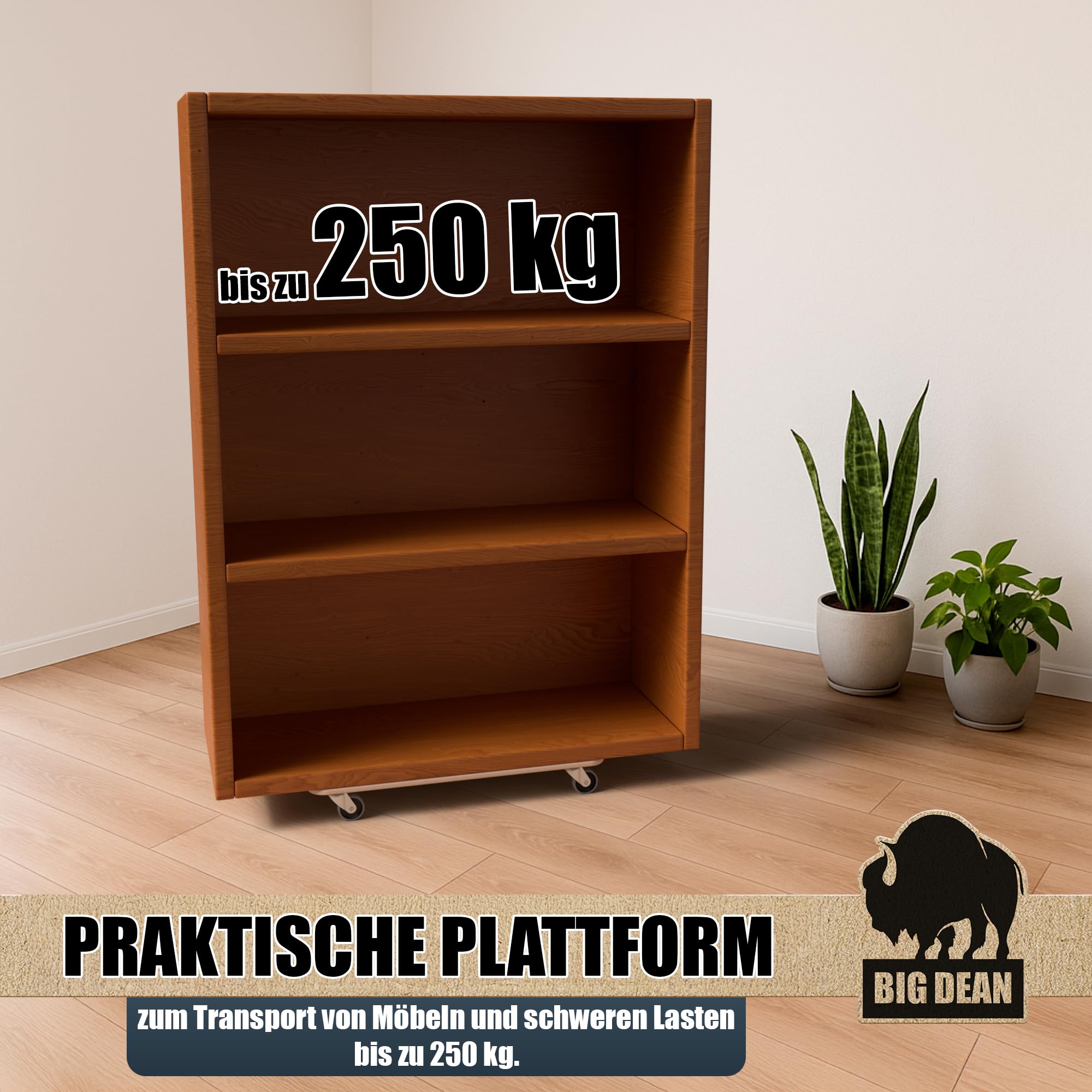 Lot de 3 roulettes de transport 200 kg pour meubles en MDF