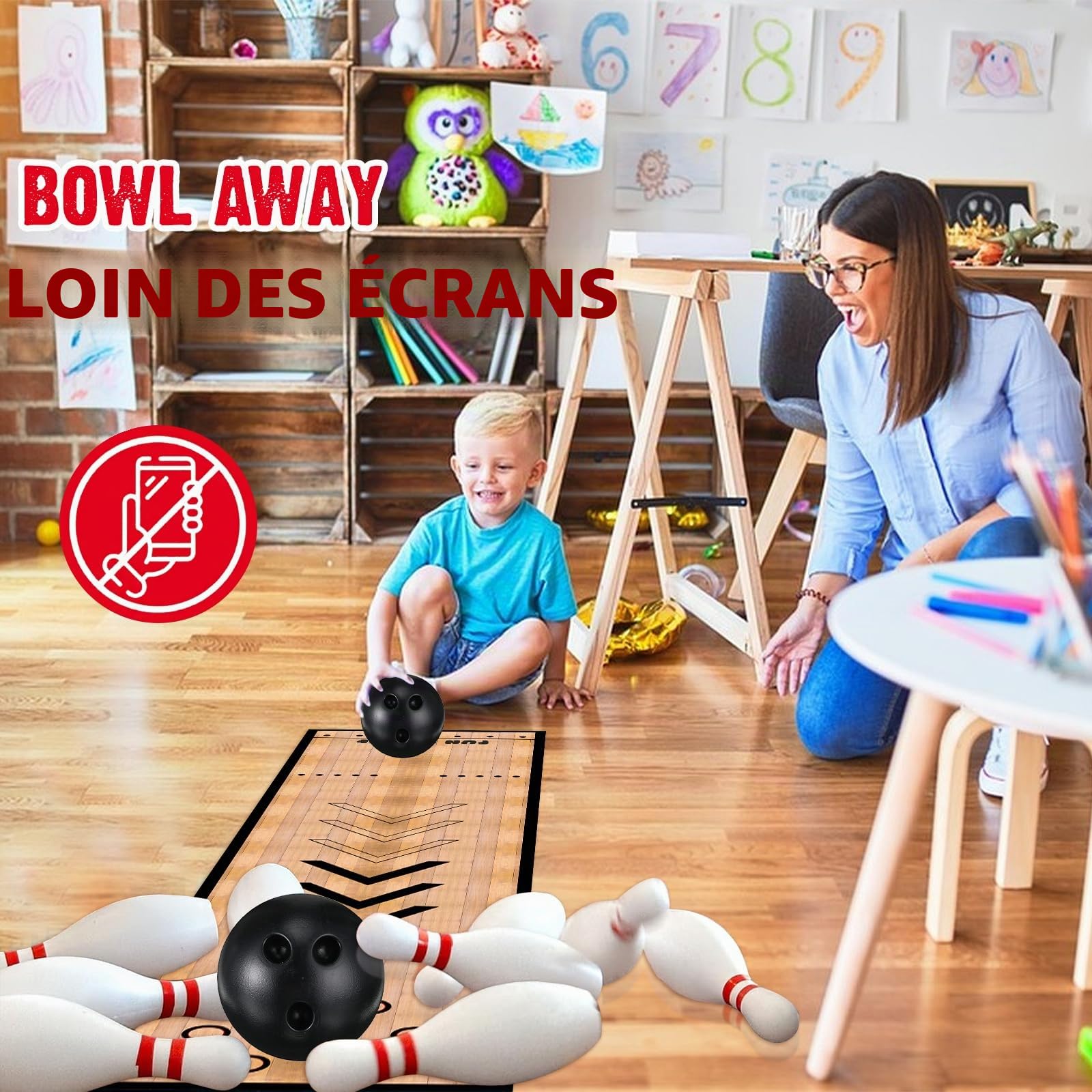 KEAGAN - Mini Set de Bowling, Jeux Complets de Bowling d'Intérieur et d'Extérieur, Set de Bowling pour la Maison, Set de Piste de Bowling avec Voie de Bowling, Quilles de Bowling et Boule, Set de Jeux