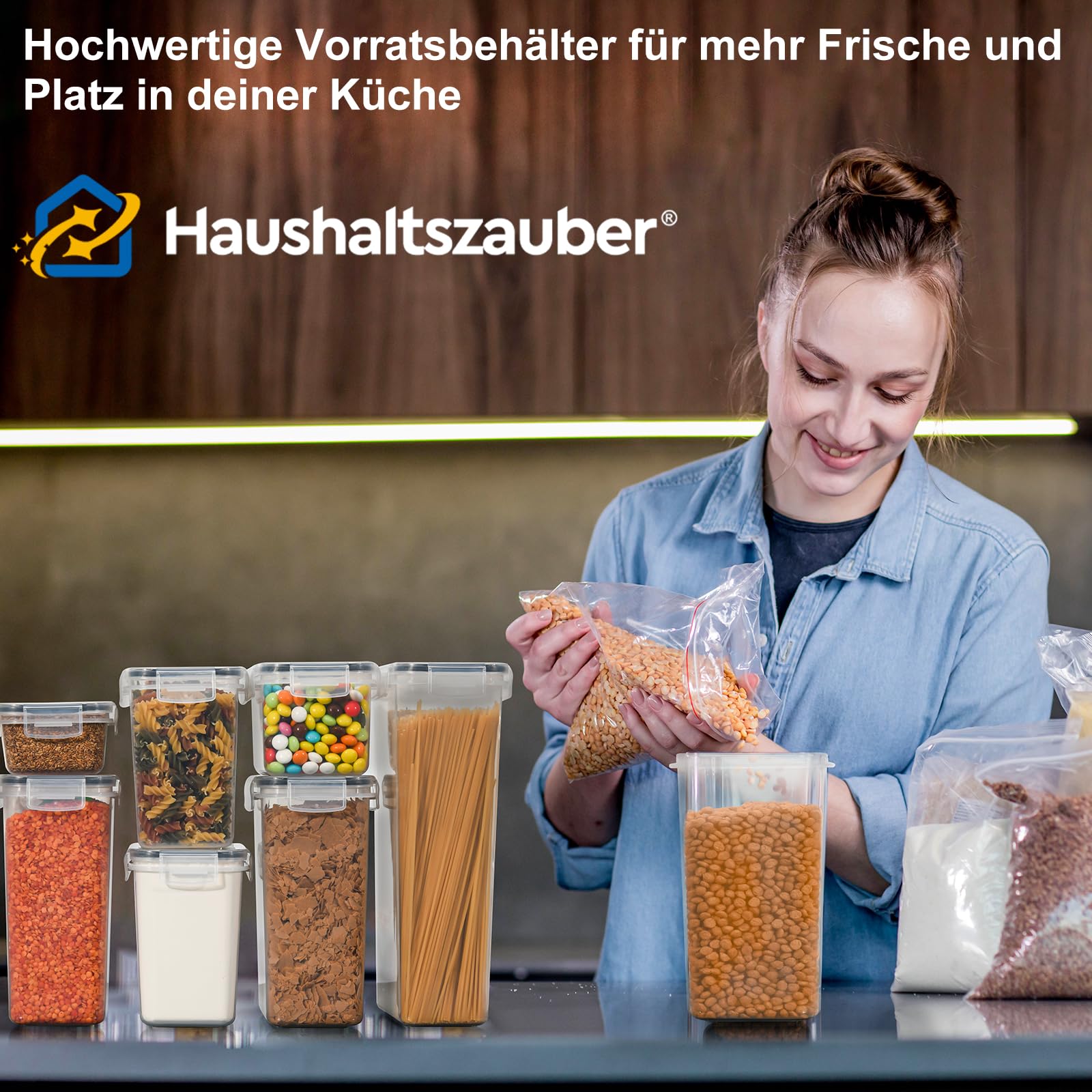Haushaltszauber Set di barattoli XXL 2026 – 42 pezzi | Contenitori ermetici e contenitori | senza BPA, impilabili e trasparenti | Conservazione alimentare cucina, frigorifero e congelatore