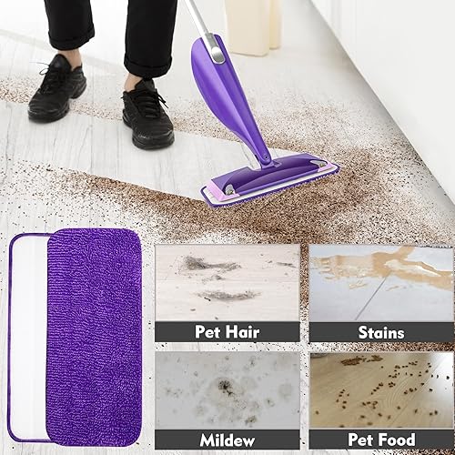 Miniatura 5 de Almohadillas de microfibra para trapeador (12 x 5.7 pulgadas, 4 unidades, morado)