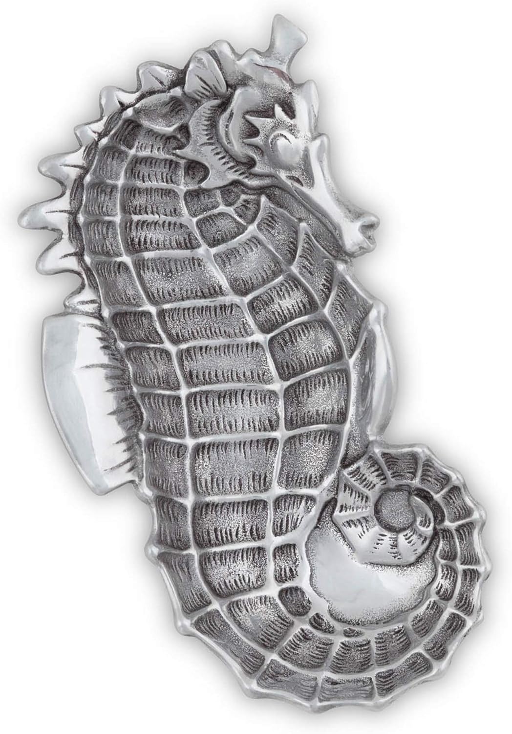 Arthur Court Aluminum Sea Horse Vanity Tray, Desktop Storage Organizer, Catchall, Valet Tray, Nightstand or Dresser or Nut Dish Food Safe Hand Polished 8 inch x 4.5 inch