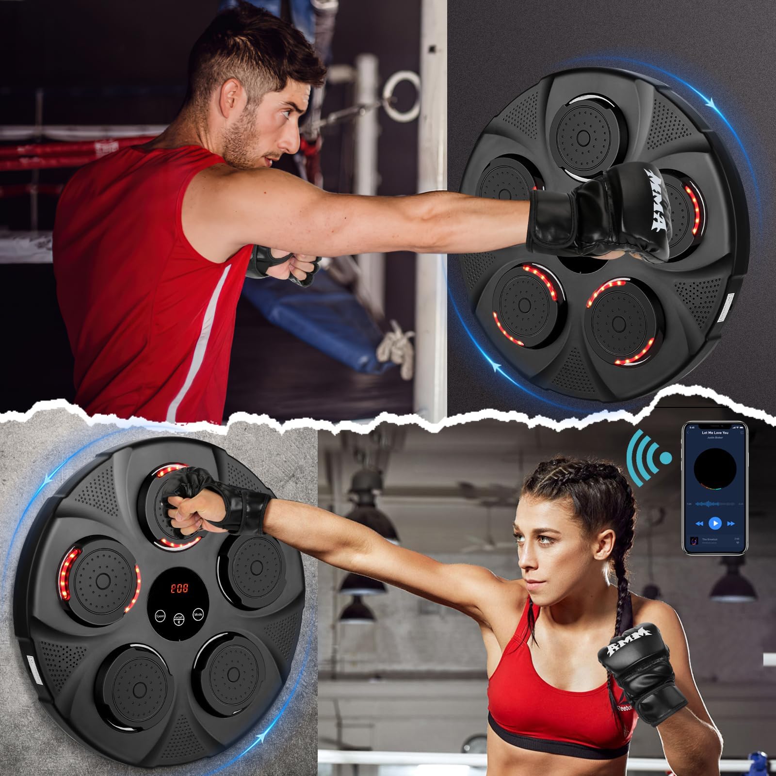Music Boxing Machine, Musica elettronica Boxing Machine, Musica elettronica da parete Attrezzatura per l'allenamento, Divertimento elettronico intelligente Bluetooth montato a parete Boxing Tr
