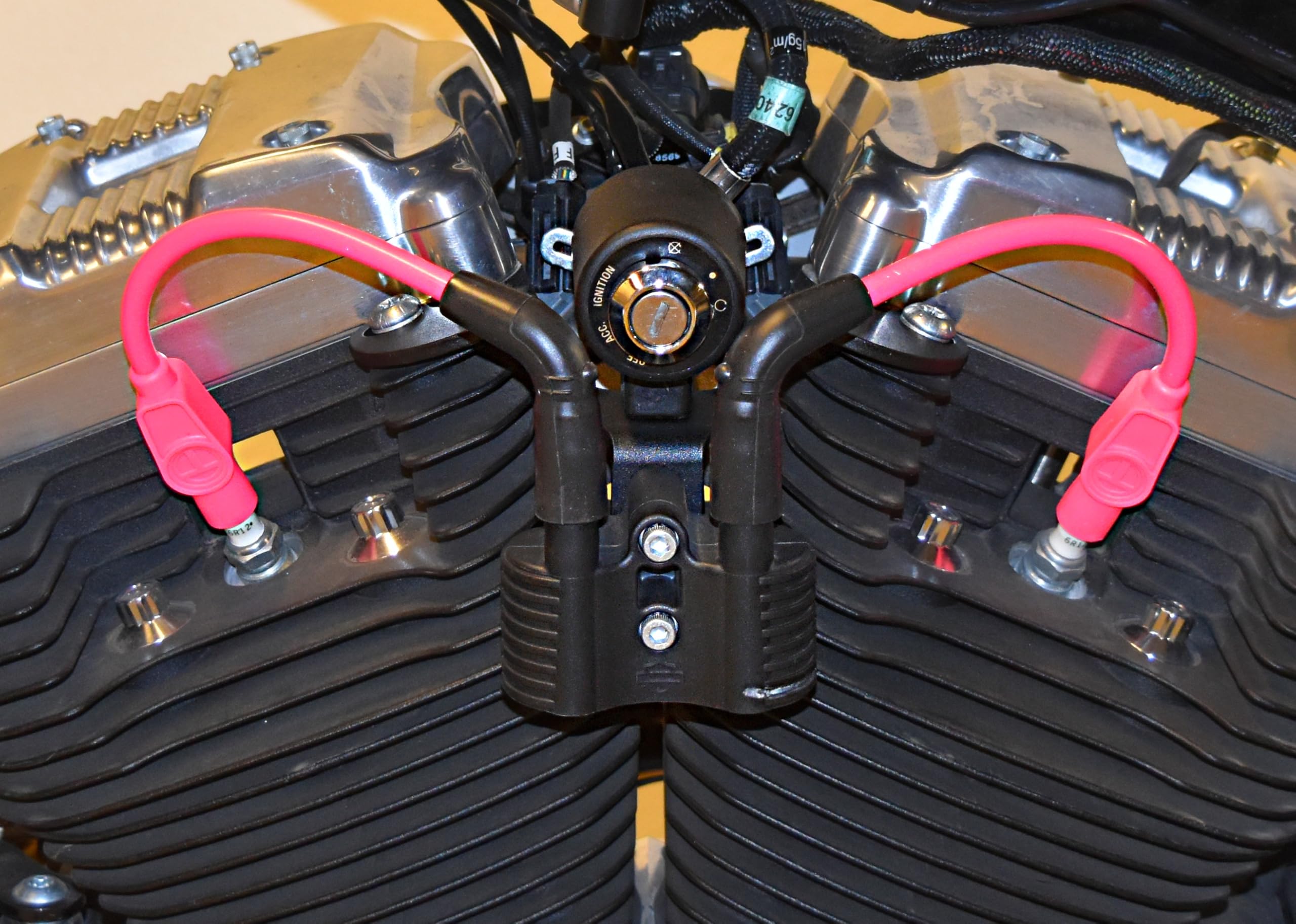 Cables De Reubicación De Bobina Para Harley Sportster 48 72 883 1200 2007+, Rojo Con Trazos Negros, 8 Mm, Tela