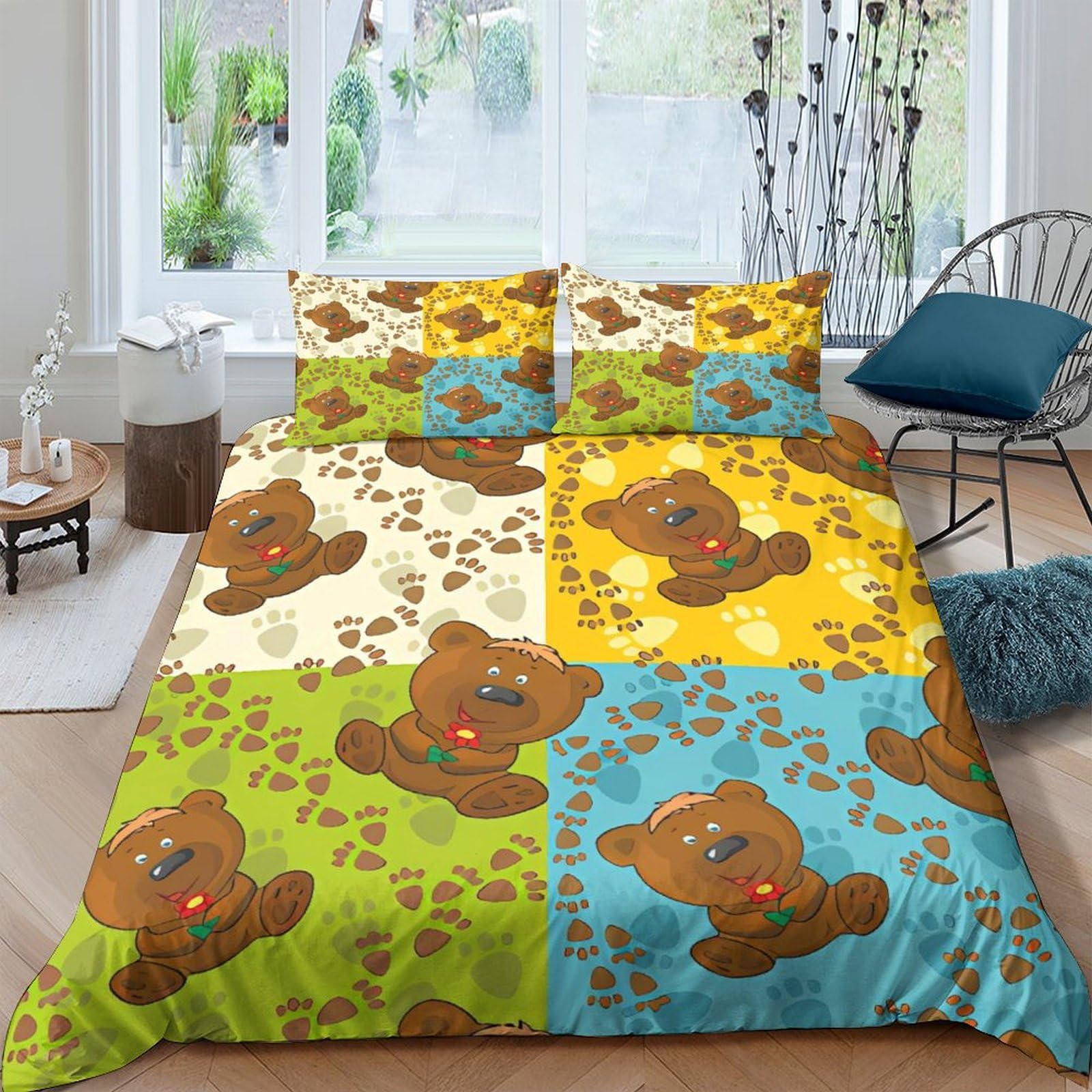 Housse de couette dessin animé motif patte douceur microfibre