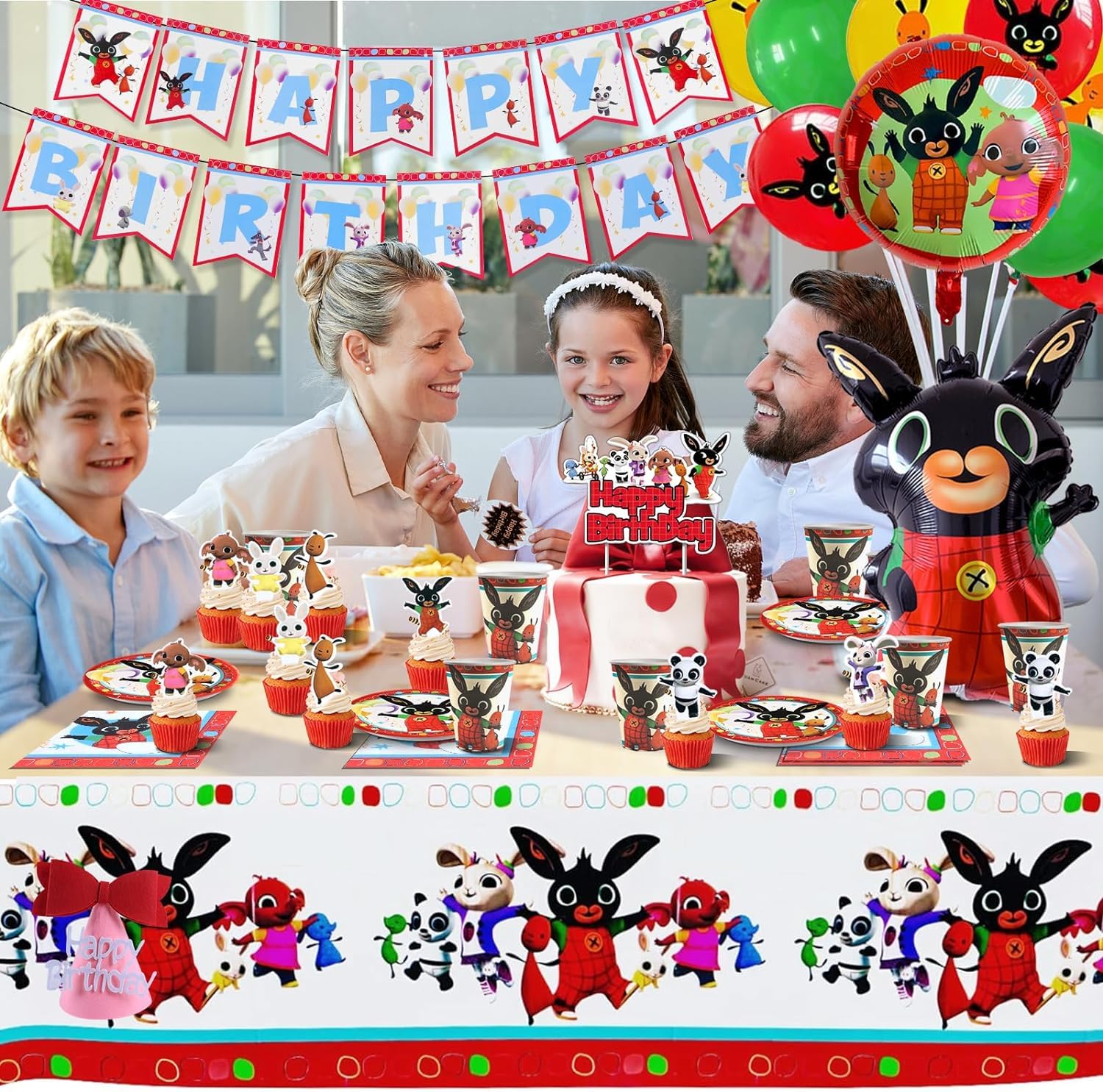 Set di stoviglie per feste con coniglietto, piatto, tazza, tovaglia, tovagliolo, festa per bambini, adatto per 20 persone