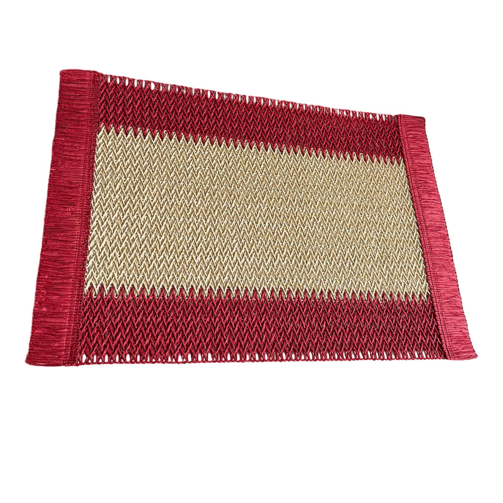 Tsophreniq Portable Portable Paper Rope Woven Decorative Placemat with Striped Pattern for Outdoor Picnics and Indoor Use